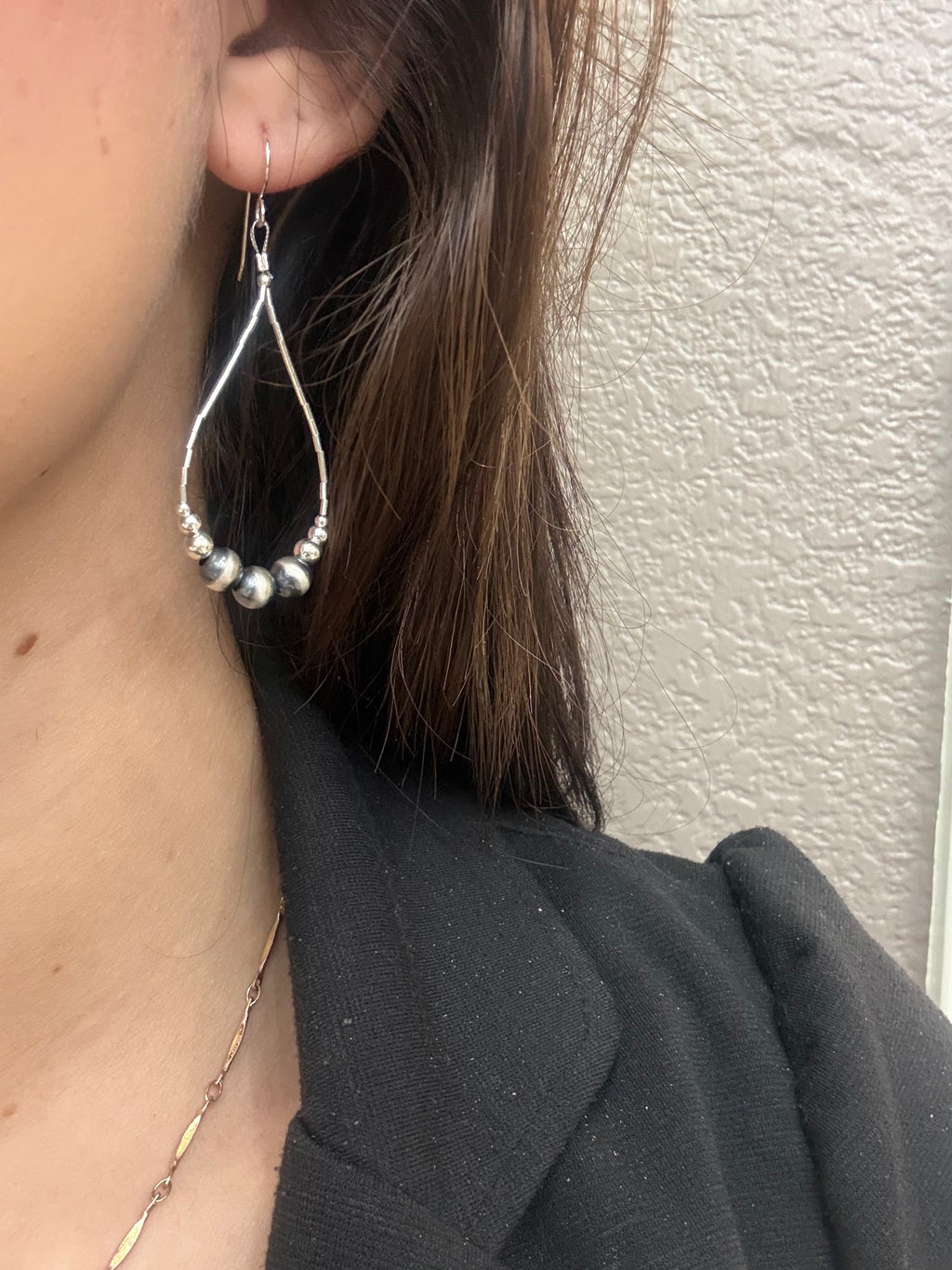 Sterling Silver Oxidized Bead Earrings