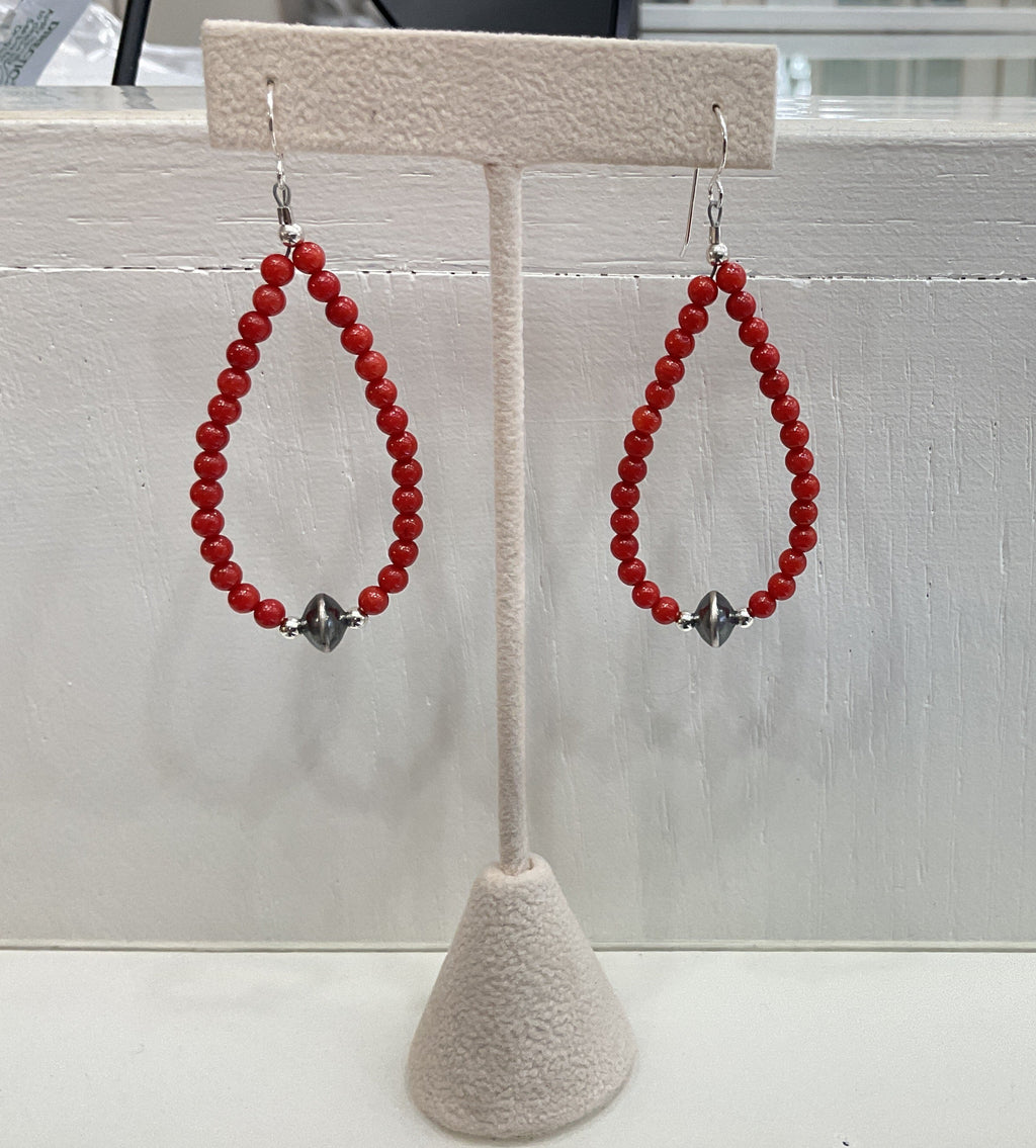 Mediterranean Coral Tear Drop Earrings