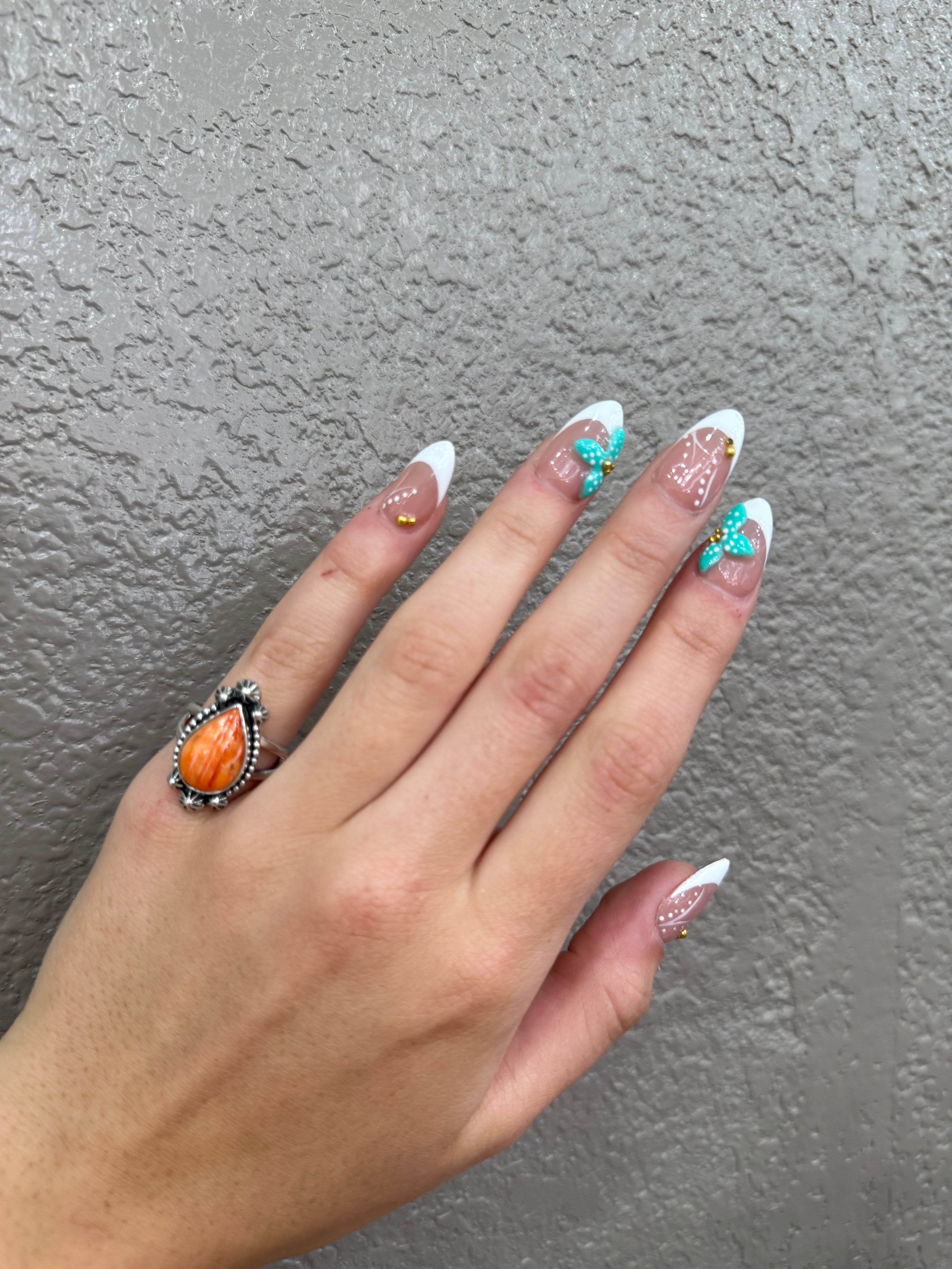 Orange Spiny Oyster Teardrop Ring