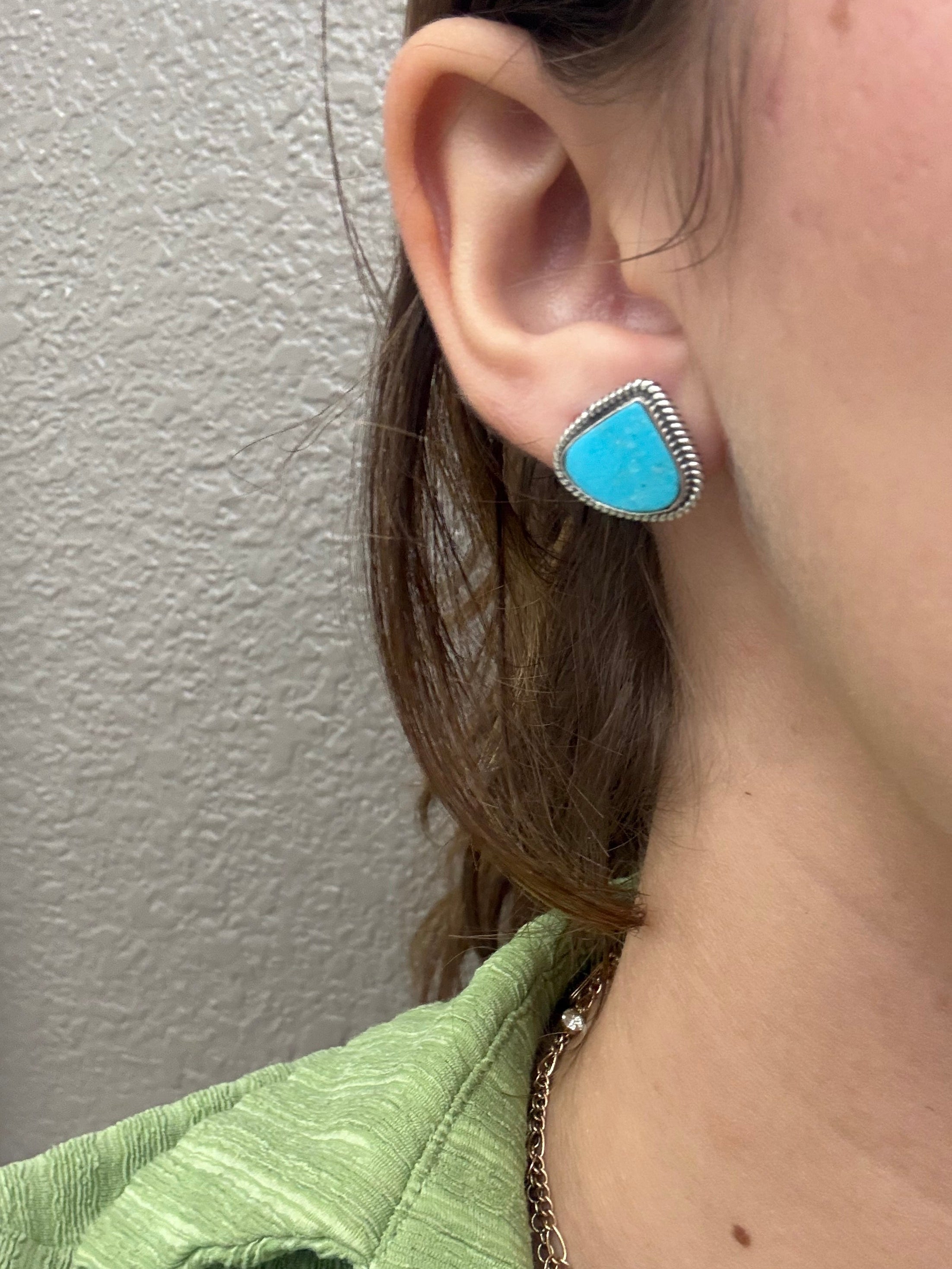 Kingman Turquoise Triangle Earrings