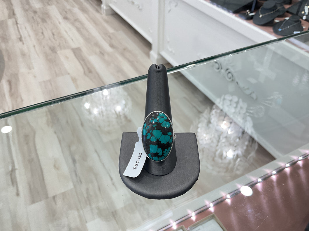 Hubei Turquoise and Sterling Silver Ring