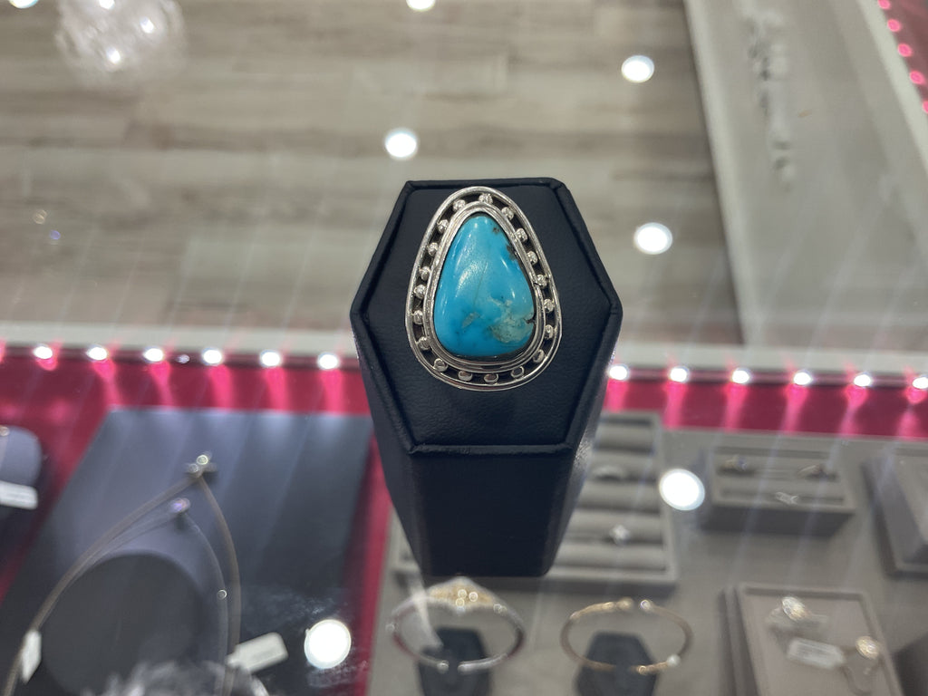 Kingman Turquoise Teardrop Ring