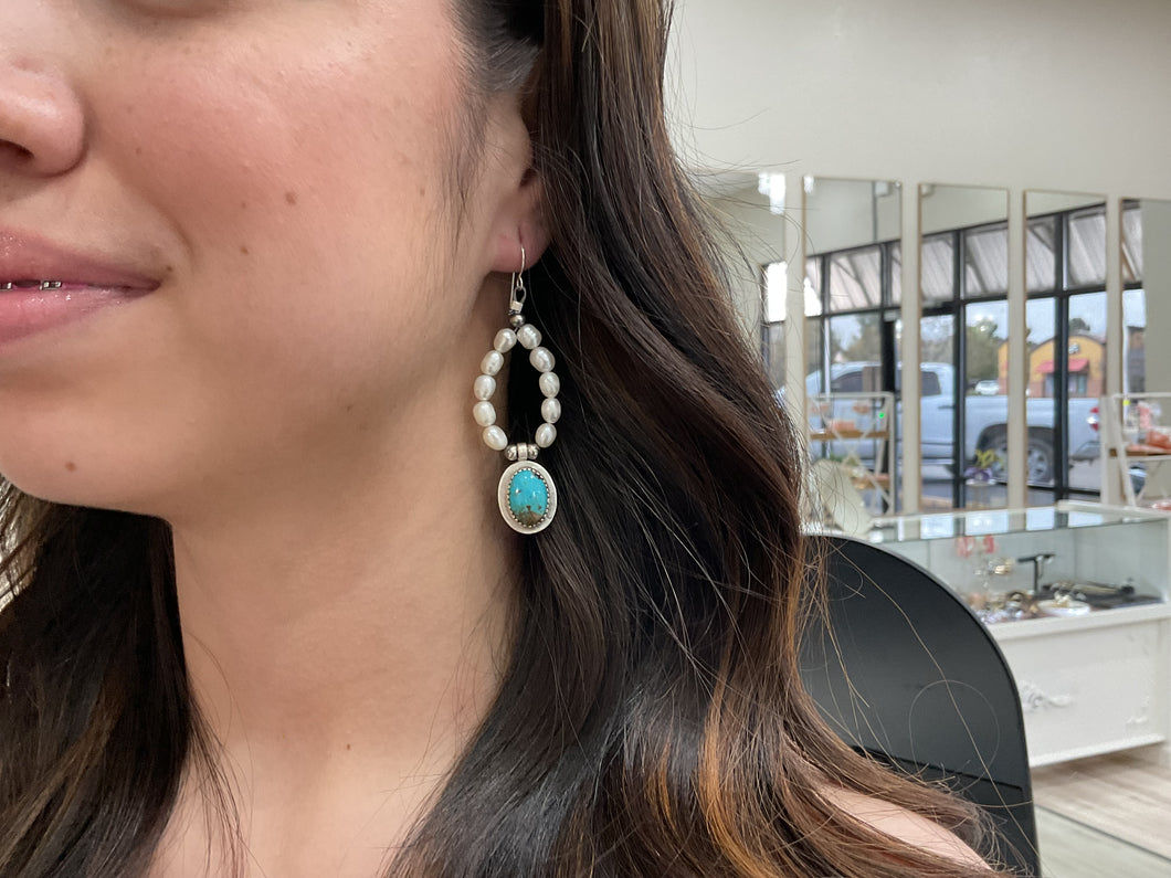 Kingman and Pearl Earrings