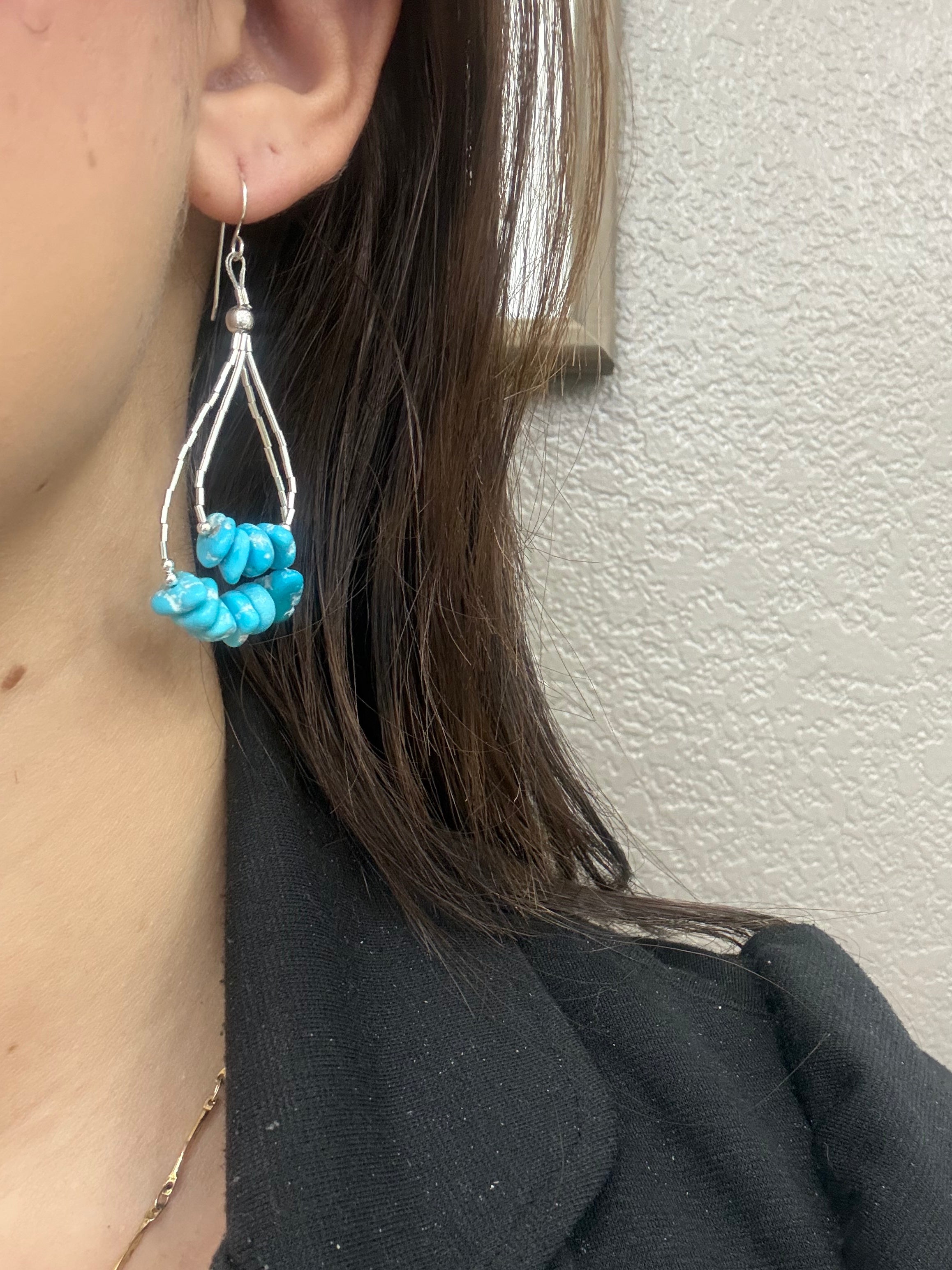 Sleeping Beauty Turquoise Double Nugget Earrings