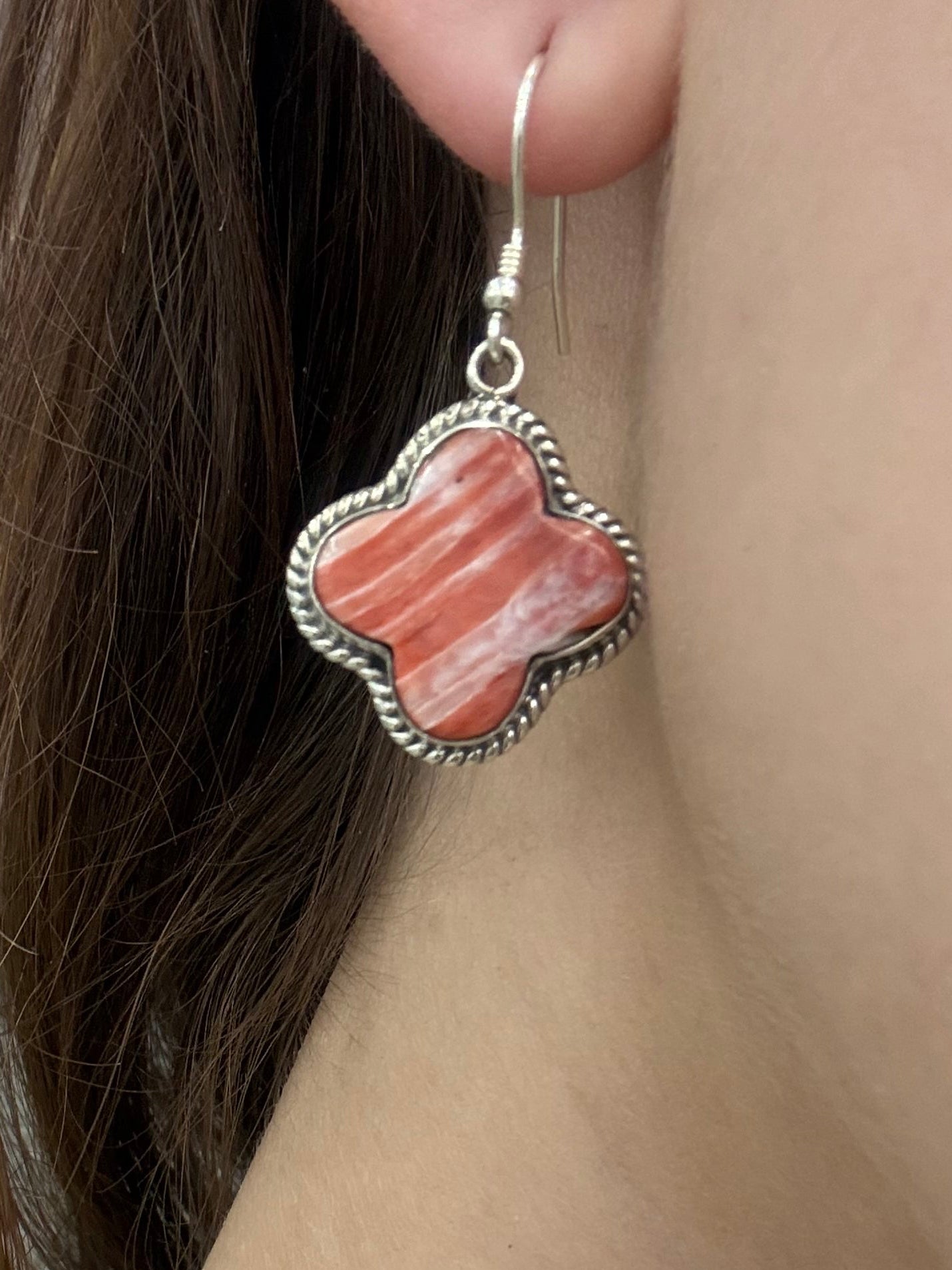Red Spiny Oyster Clover Earrings