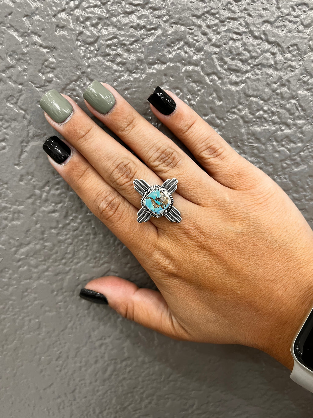 Golden Hills square Zia Ring
