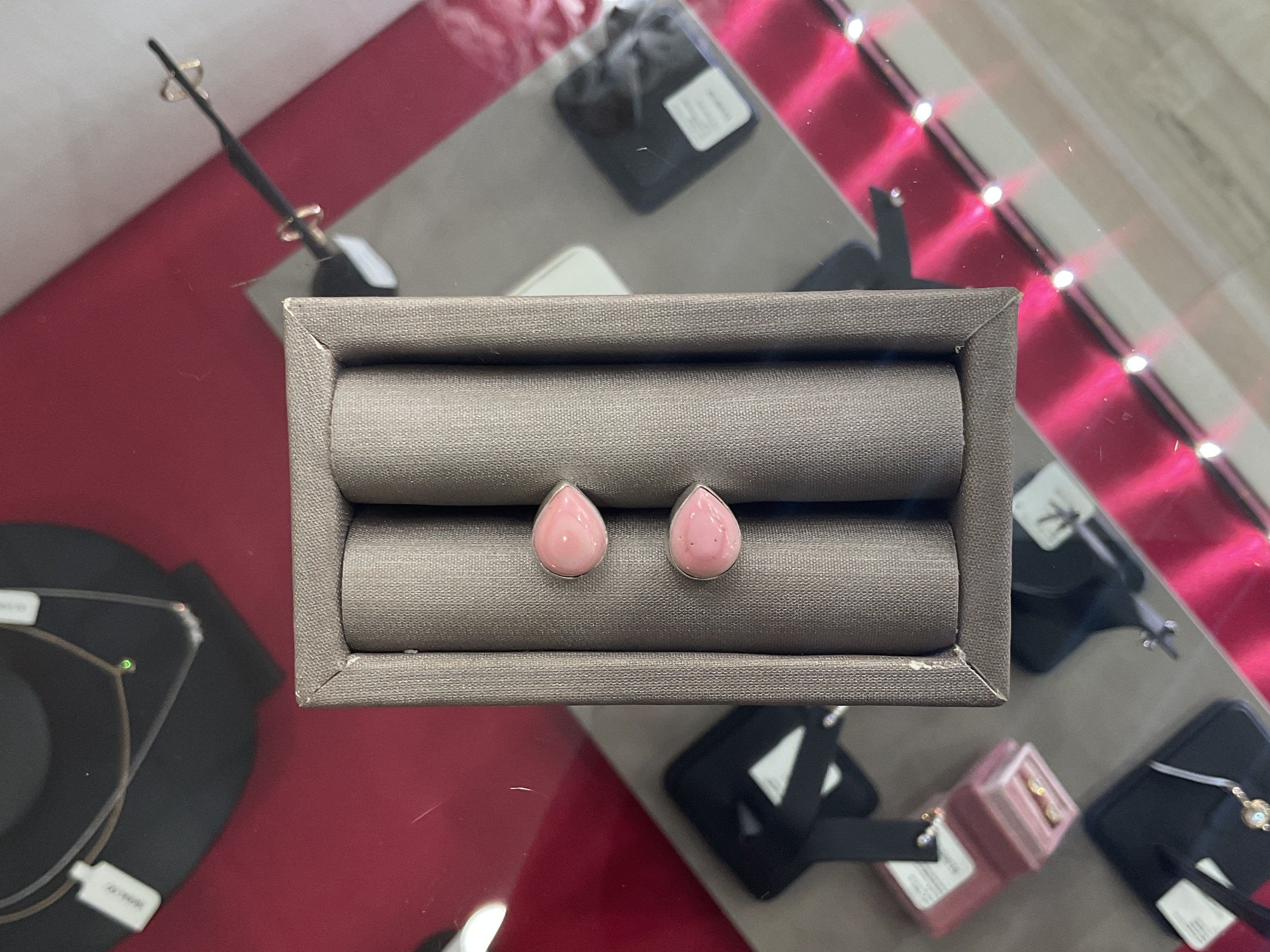 Pink Conch Teardrop Stud Earrings