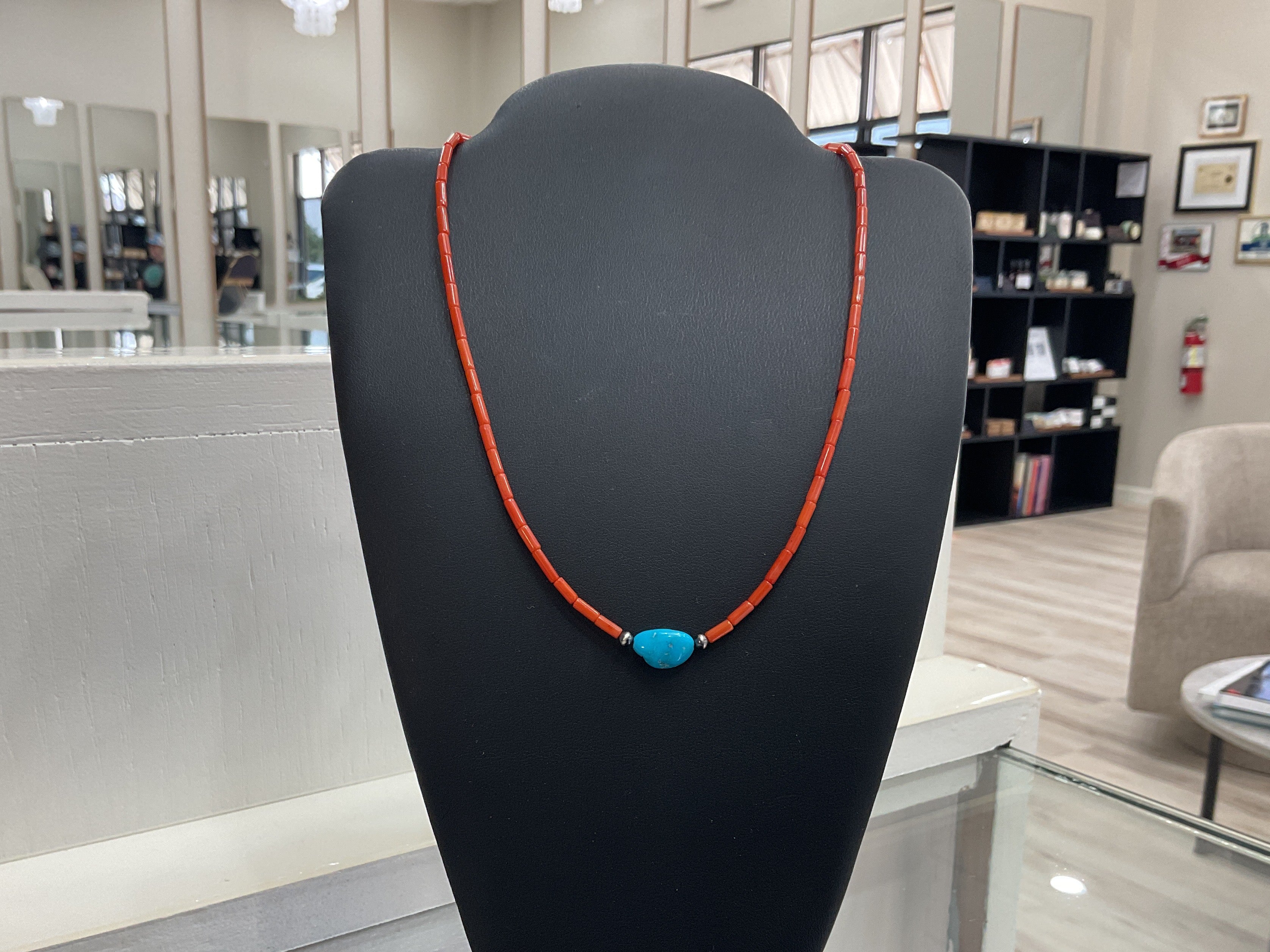 Mediterranean Coral & Sleeping Beauty Turquoise Necklace