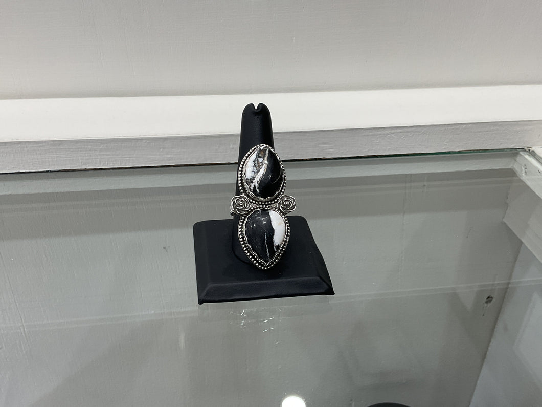 SSS White Buffalo Sterling Silver Ring