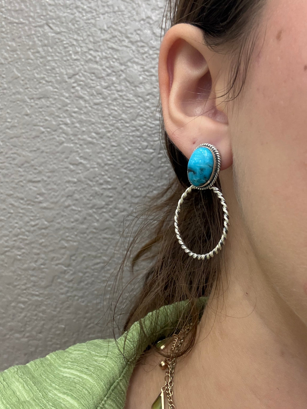 Kingman Turquoise Circle Earrings