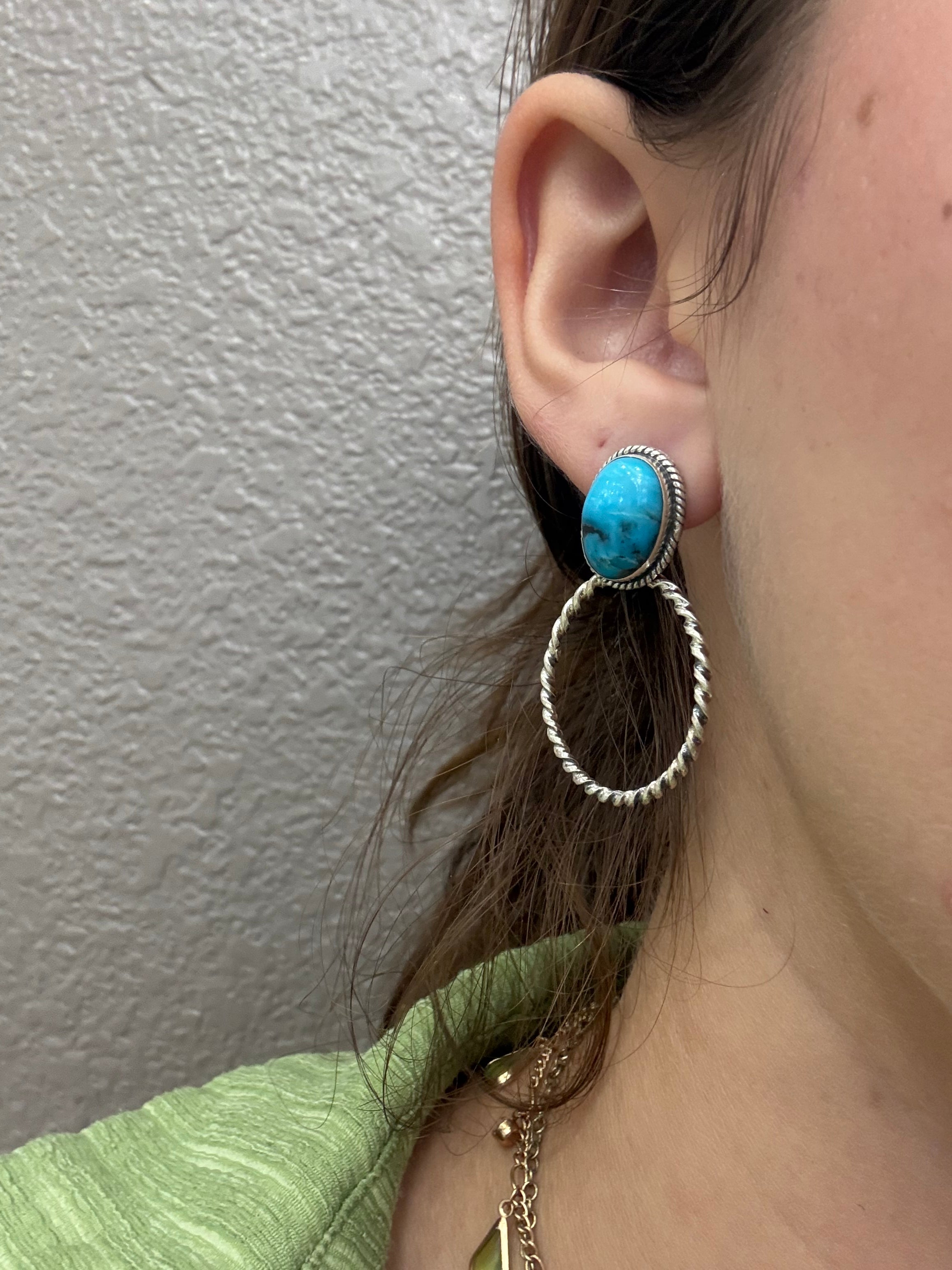 Kingman Turquoise Circle Earrings