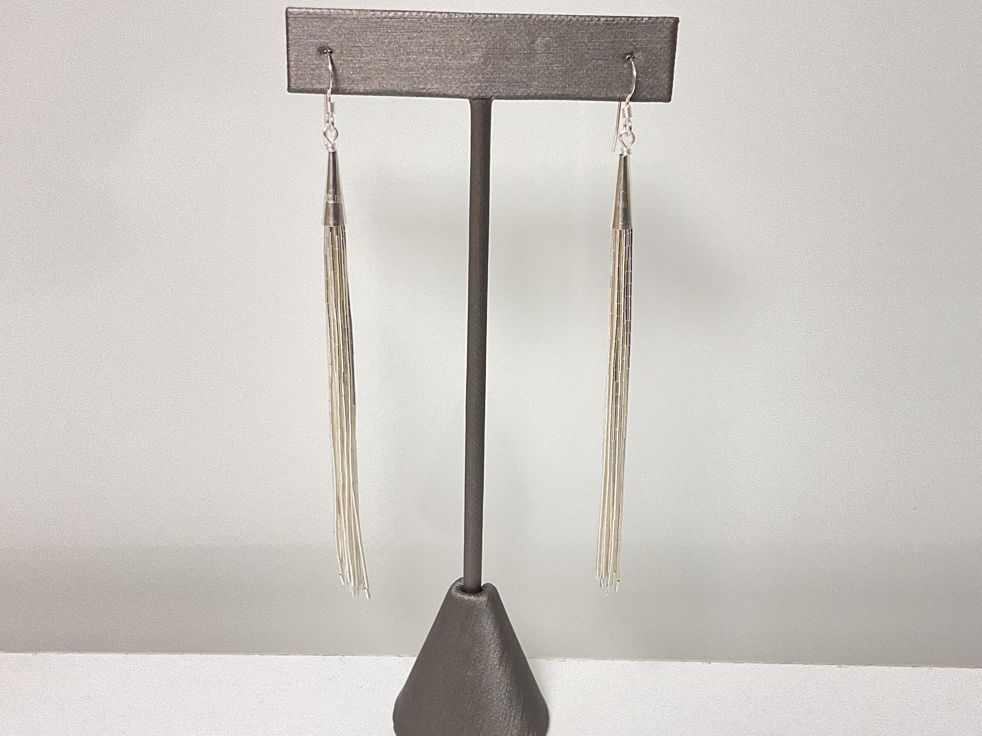 The 15 stand Liquid Silver Dangle Earrings