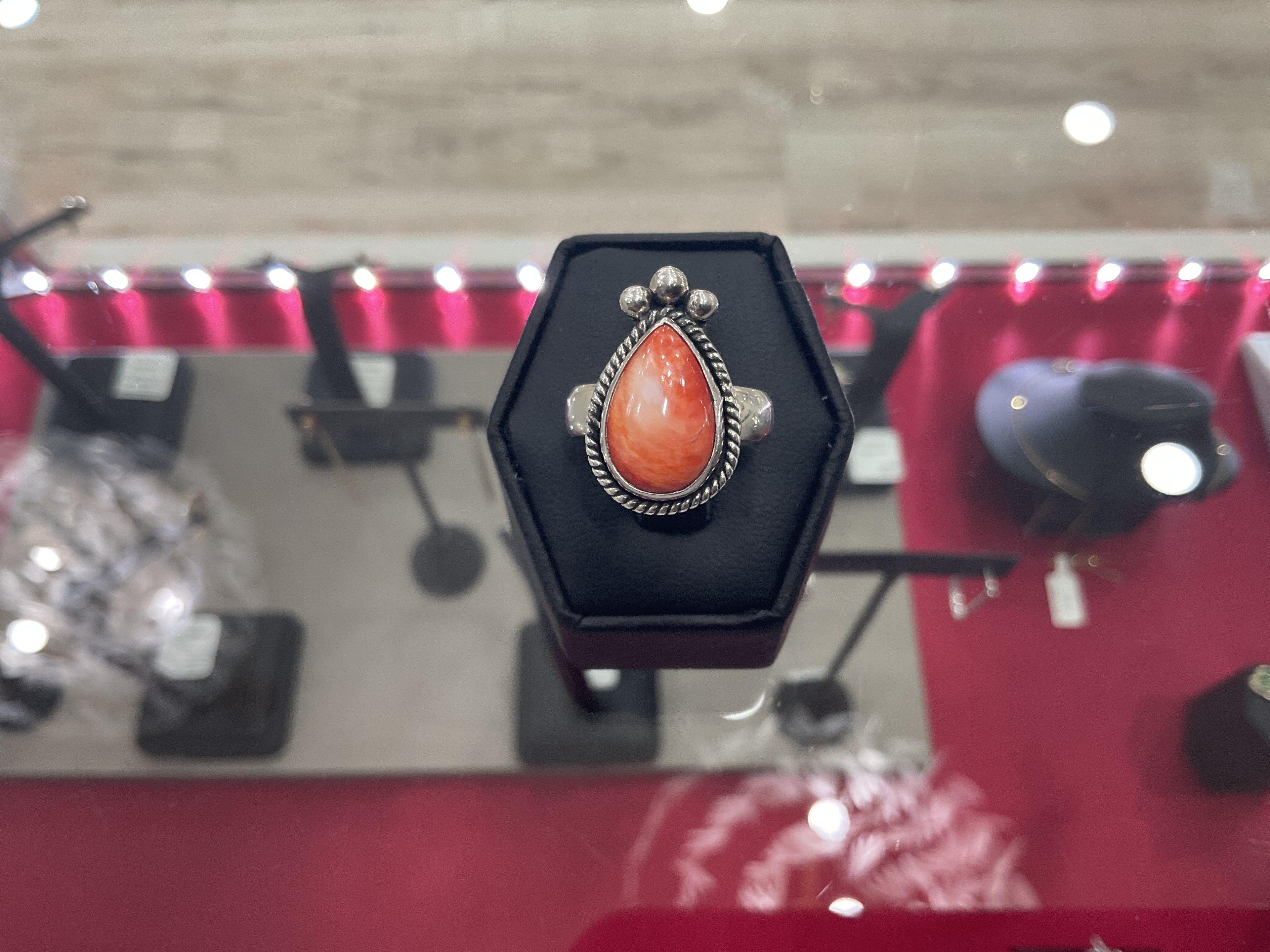 Orange Spiny Oyster Teardrop Ring