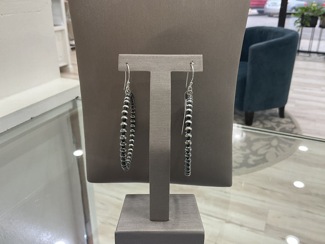 SS bead hoop earrings