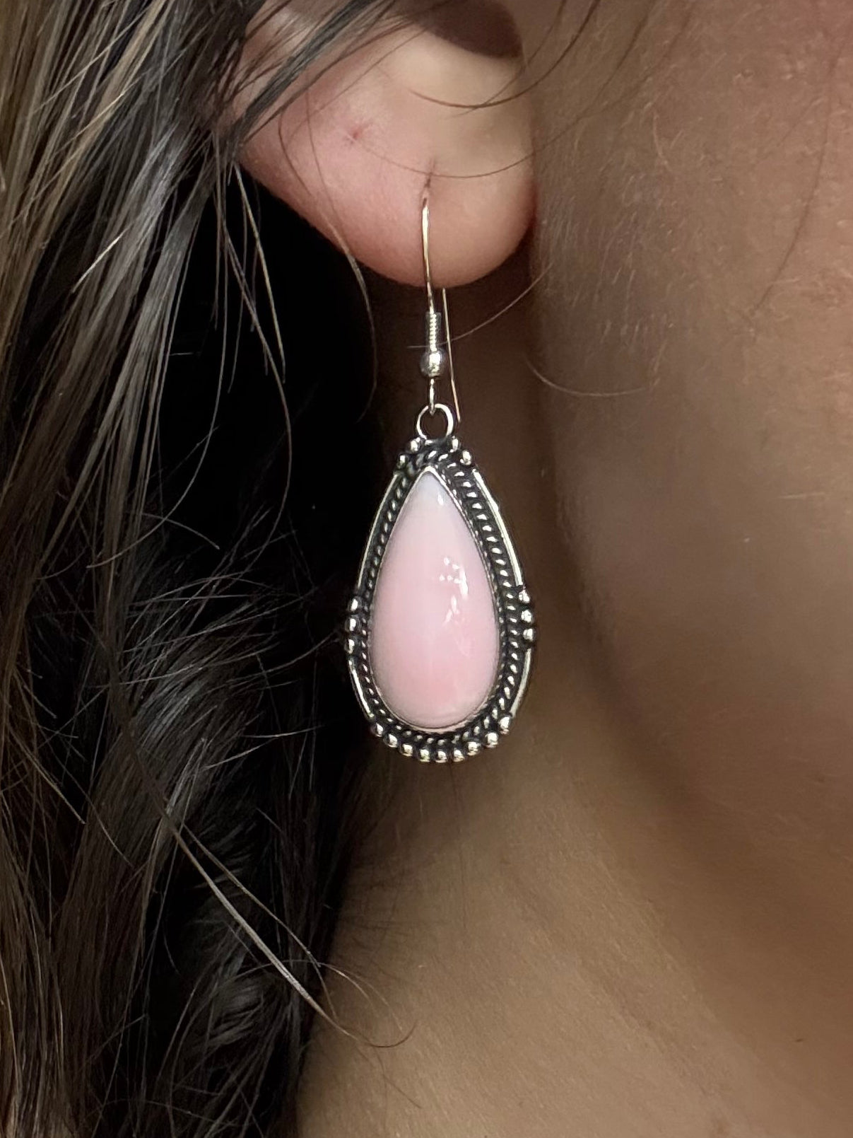Sterling Silver Pink Conch Earrings
