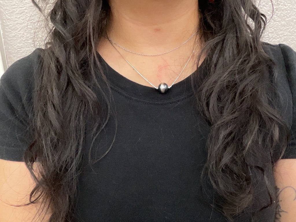 Oxidized Sterling Silver Bead Necklace