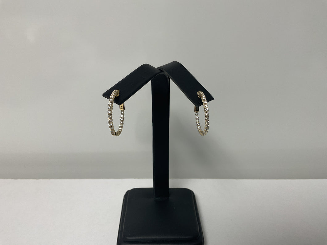 14KY Natural Diamond RD Hoop Earrings