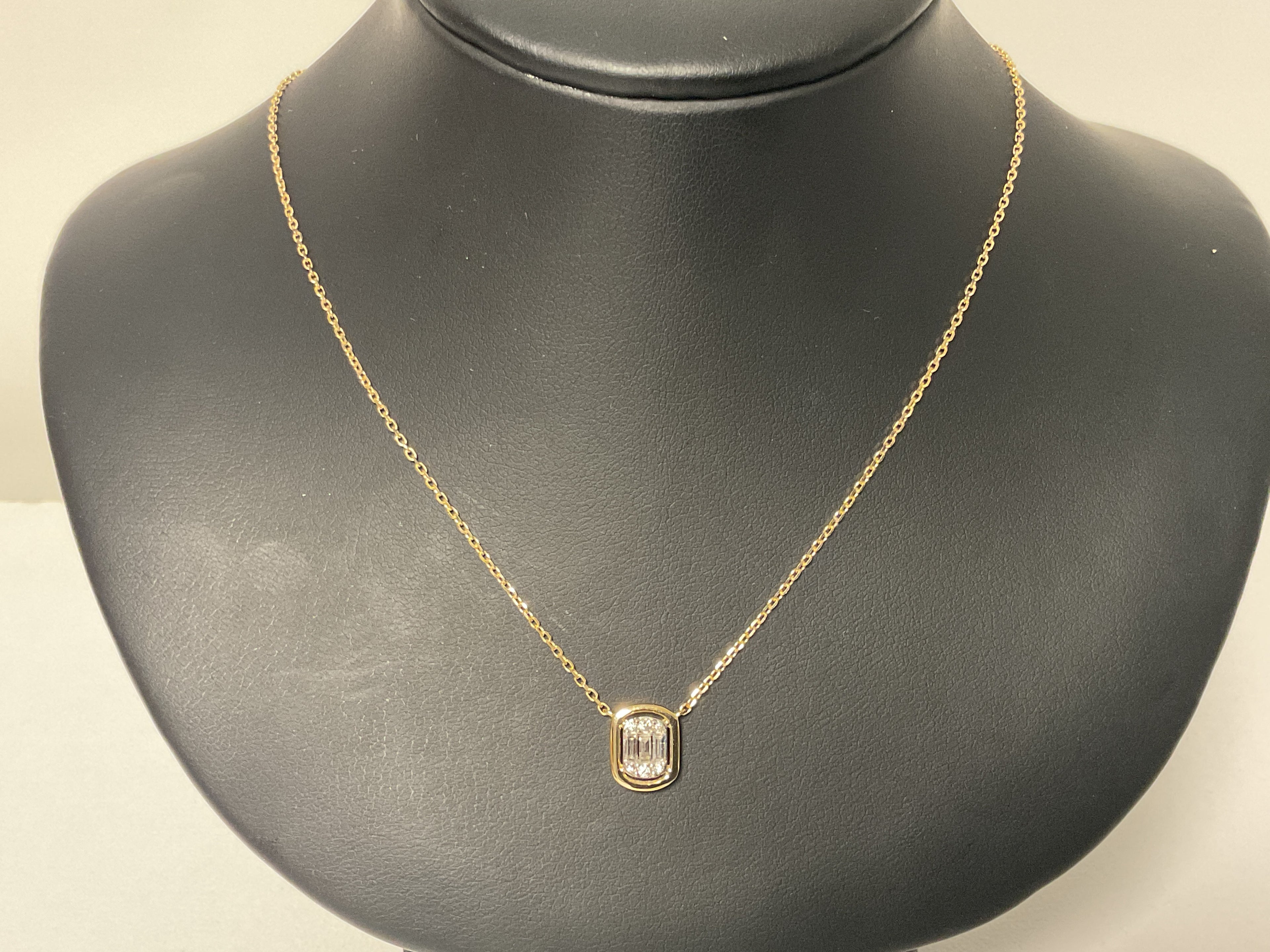 14KY Natural Diamond Mosaic Halo Necklace