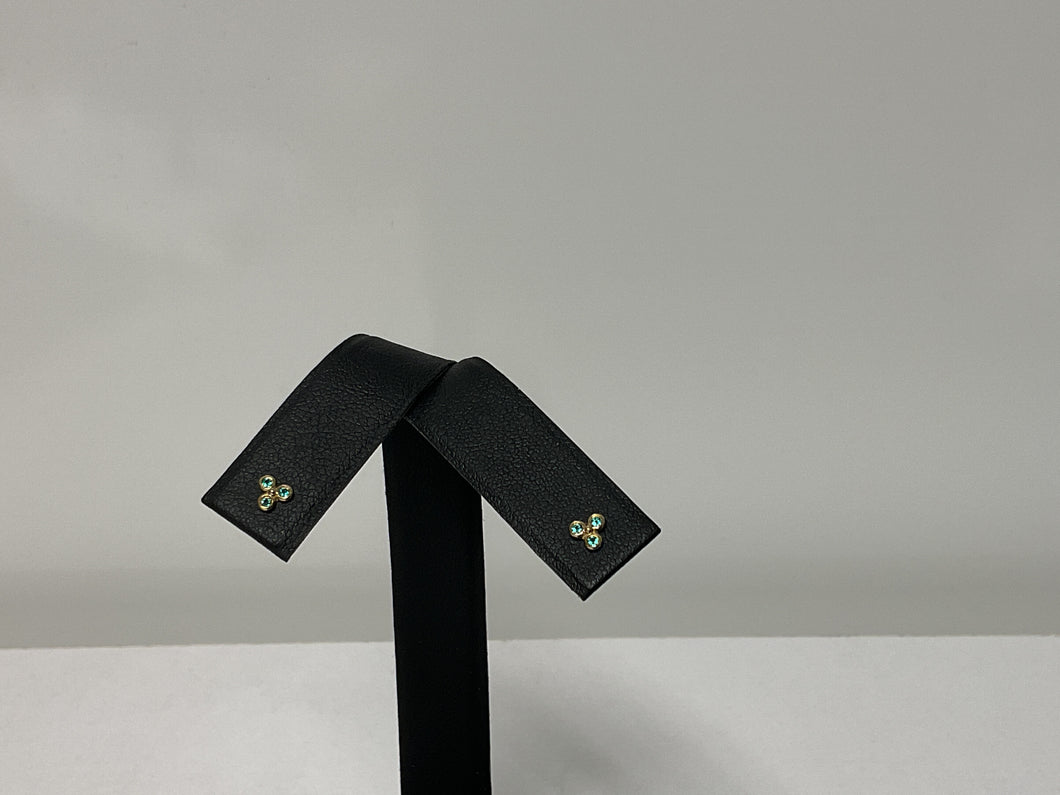 14KY Gold Lab Created Emerald Stud Earrings