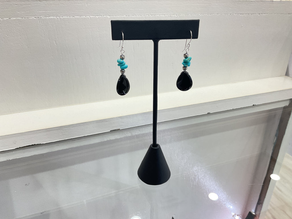 Black Onyx With Sonoran Turquoise Earrings