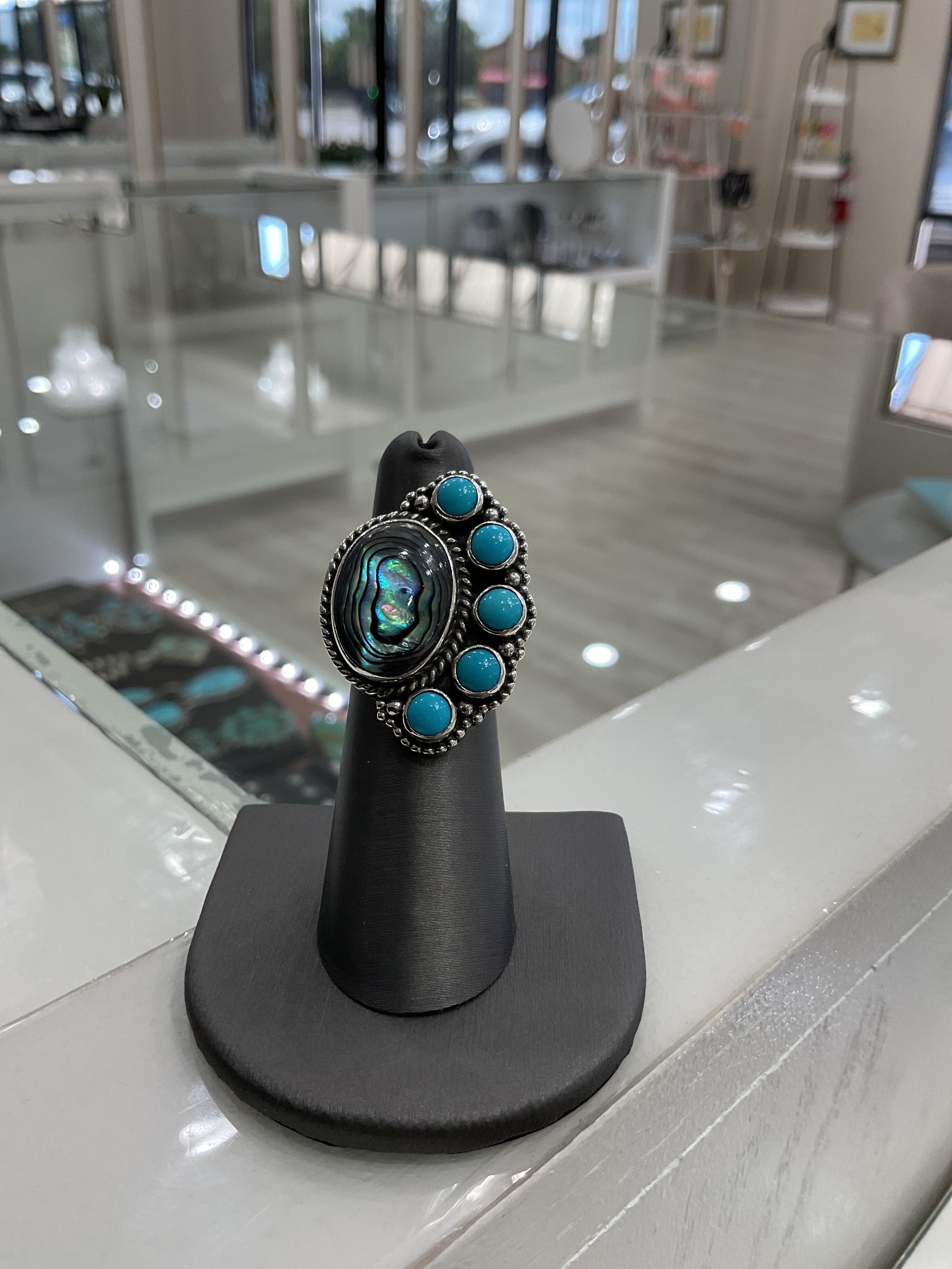 Kingman & Abalone Shell Ring