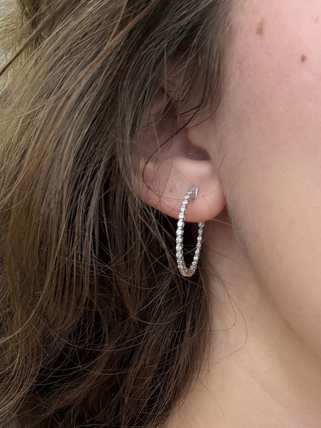 14KW Natural Diamond Hoop Earrings