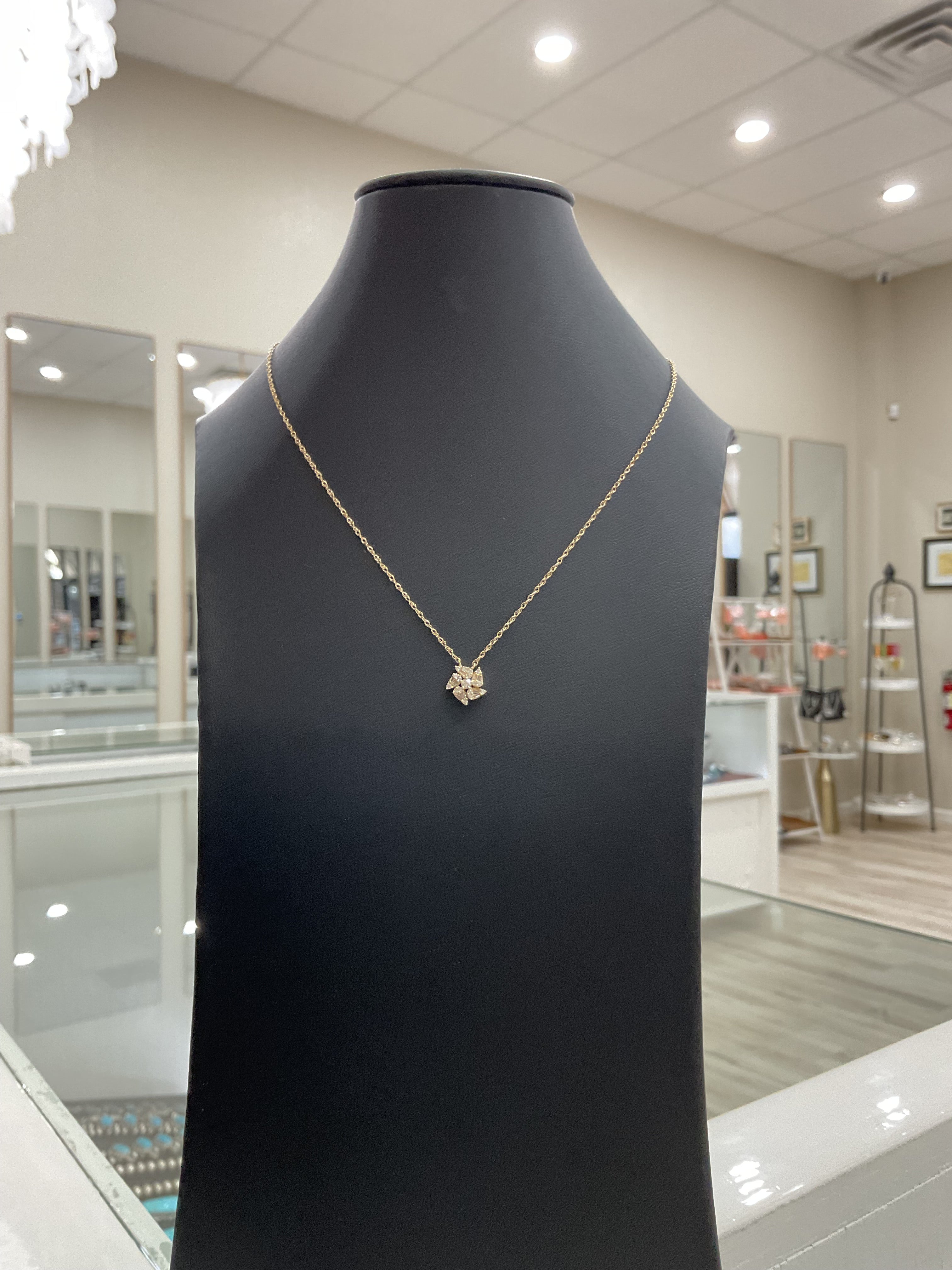 14K Yellow Cluster Necklace