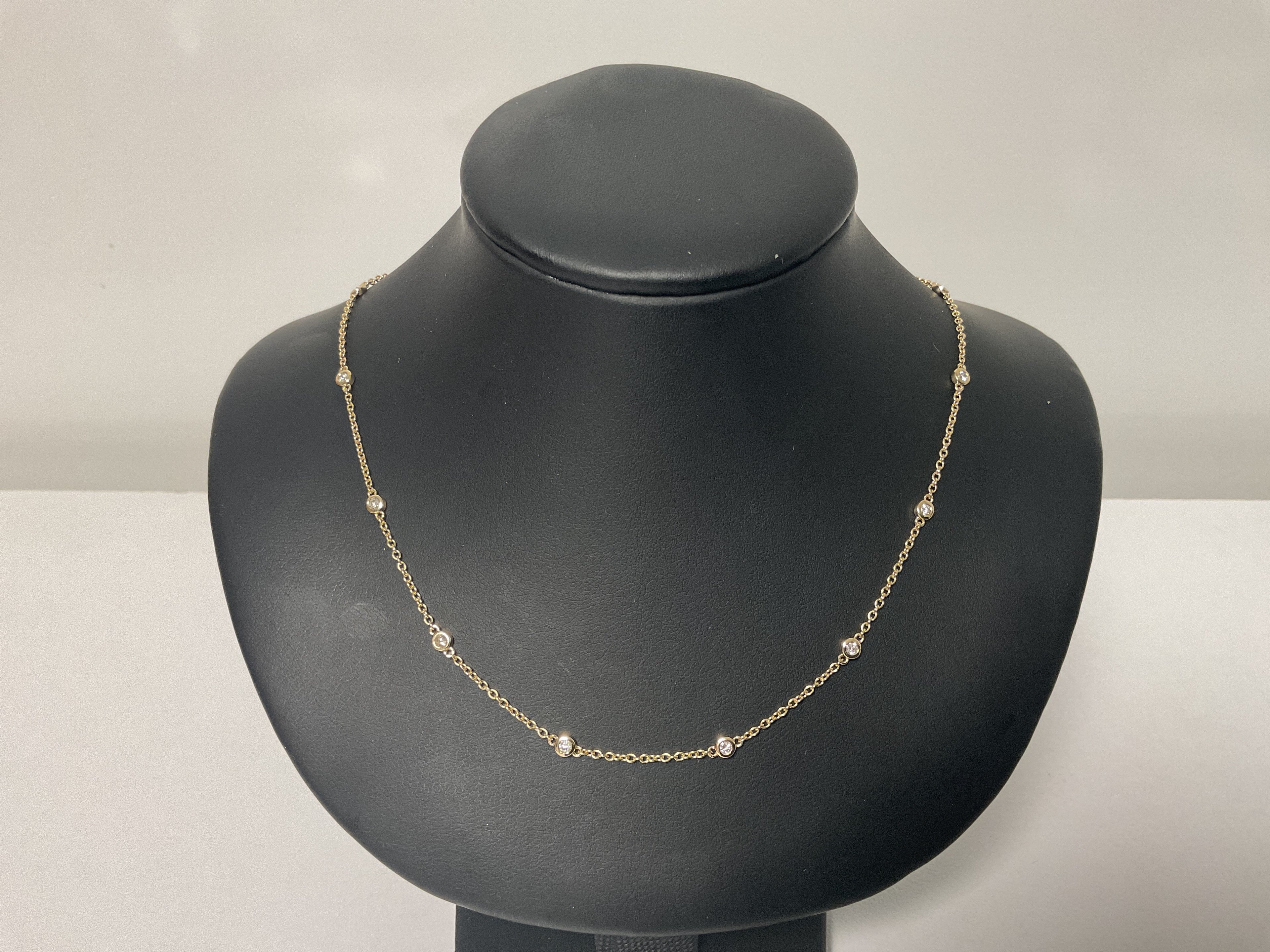 14KY Natural Diamond Bezel Necklace