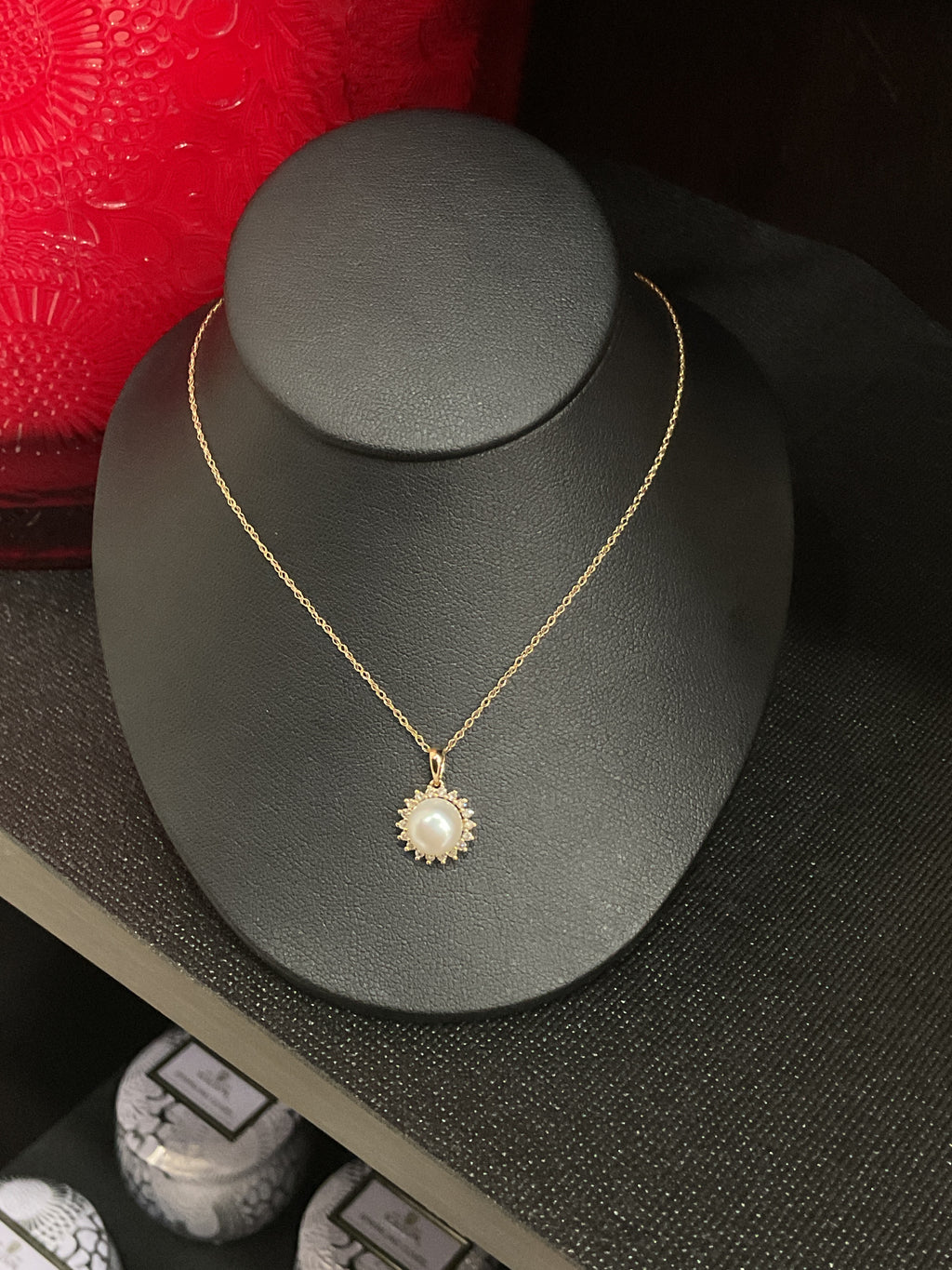 14KY Natural Diamond Pearl Necklace