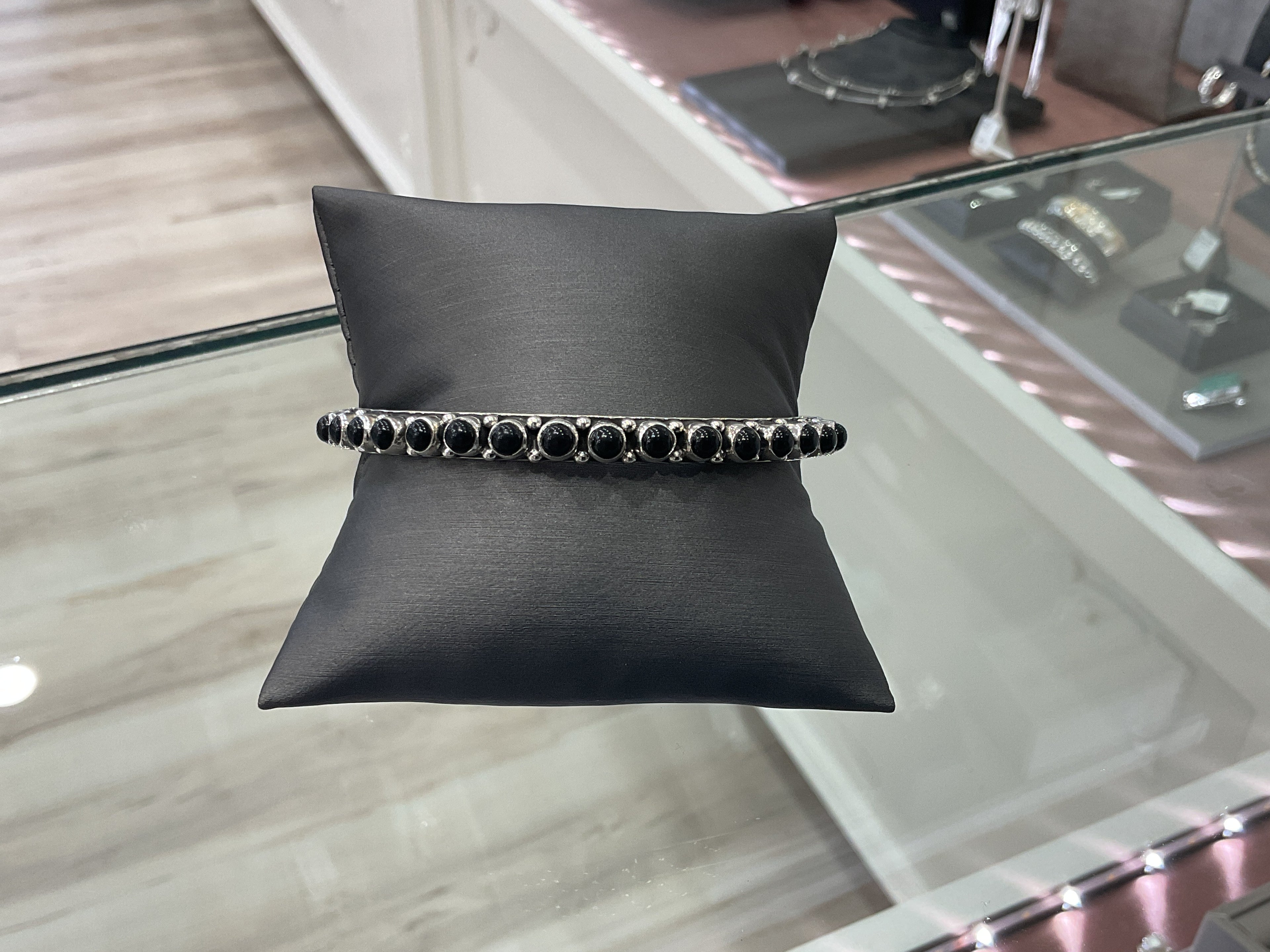 Sterling Silver Black Onyx Bangle Bracelet