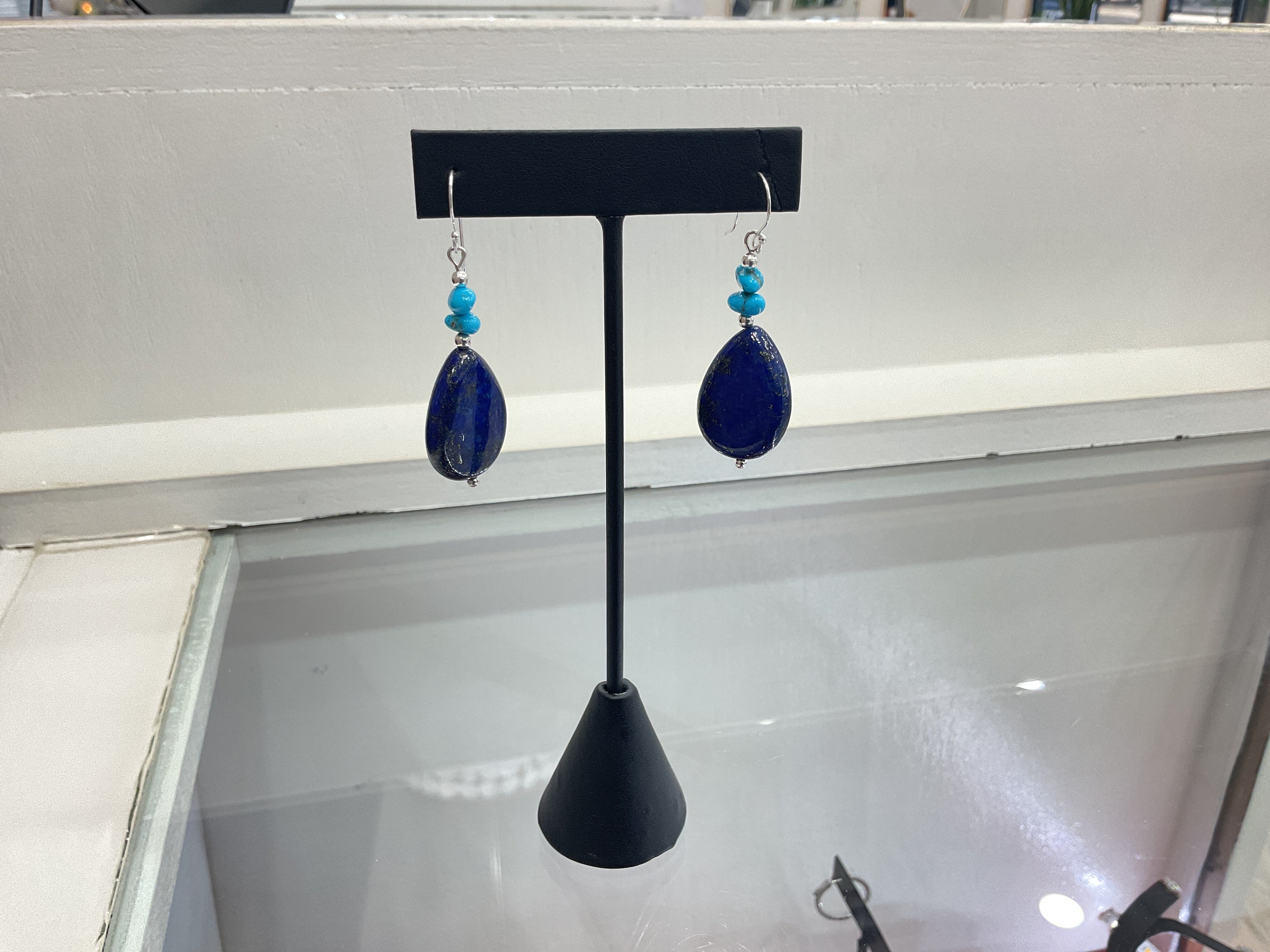 Blue Lapis With Sleeping Beauty Turquoise Earrings