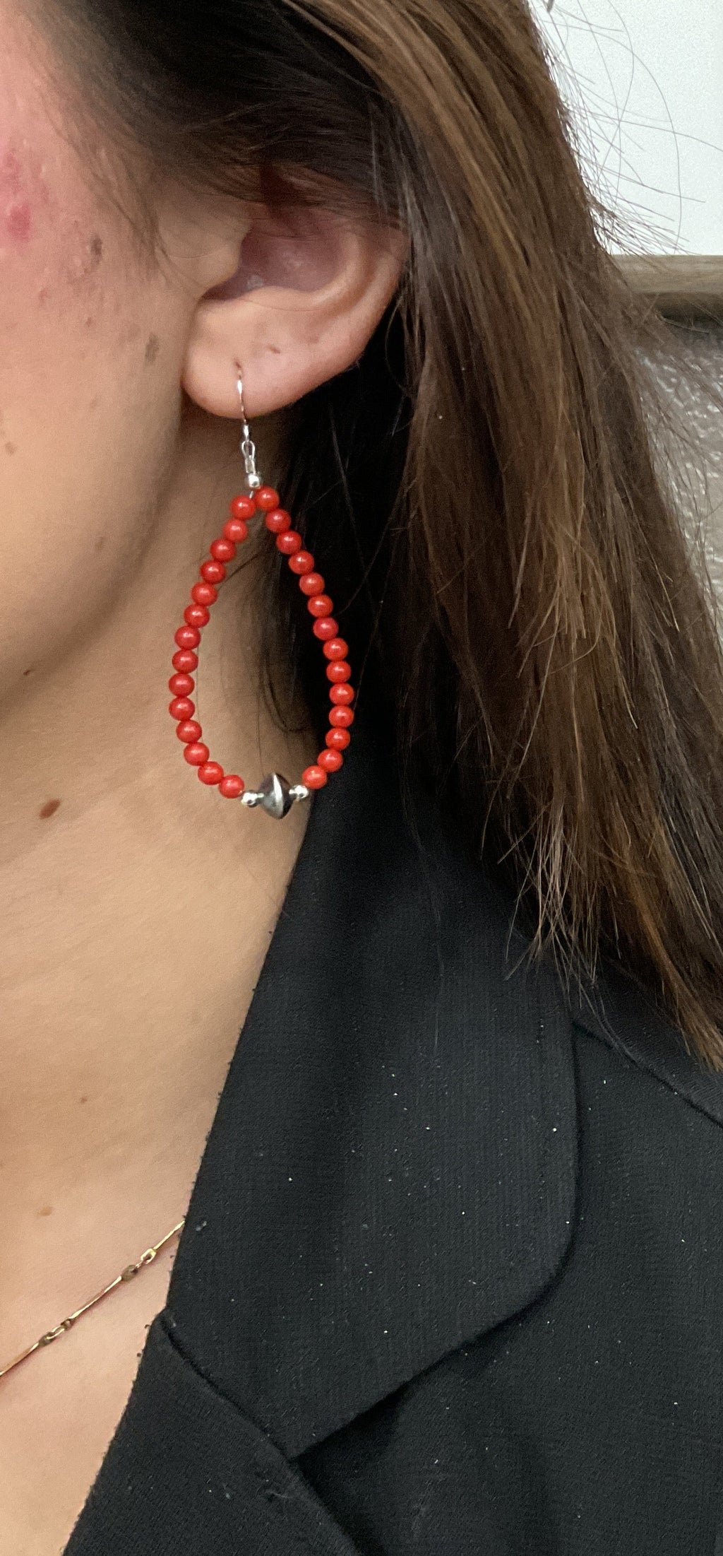 Mediterranean Coral Tear Drop Earrings