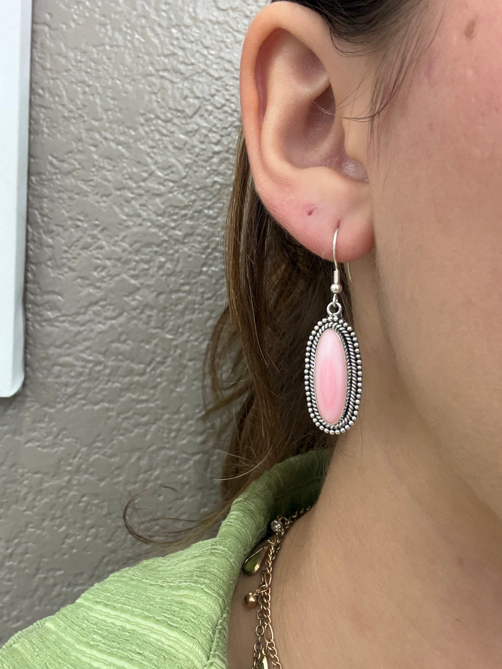 Pink Conch Oval Earrings