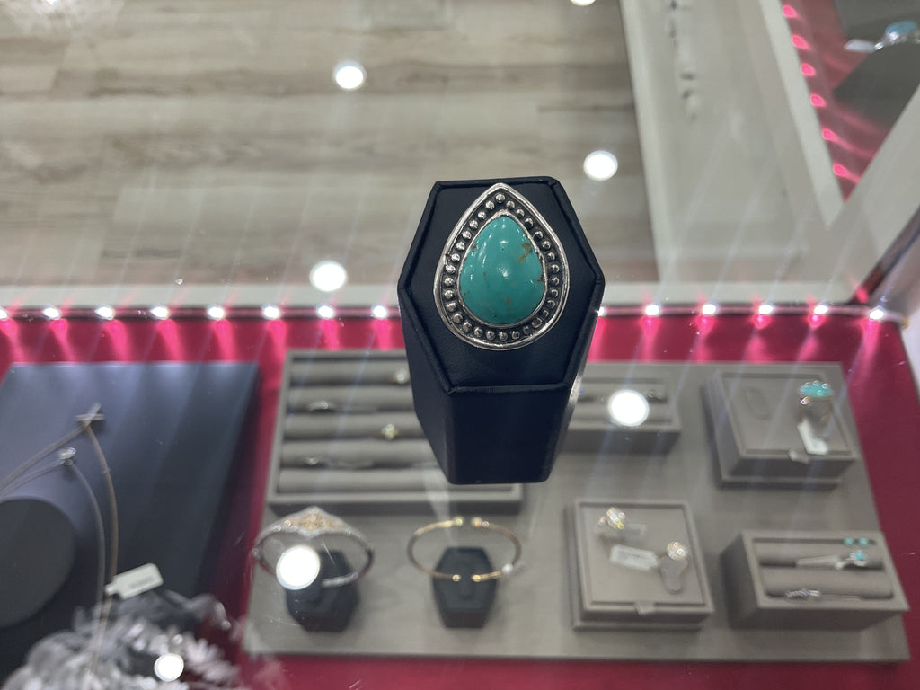 Kingman Turquoise Teardrop Ring