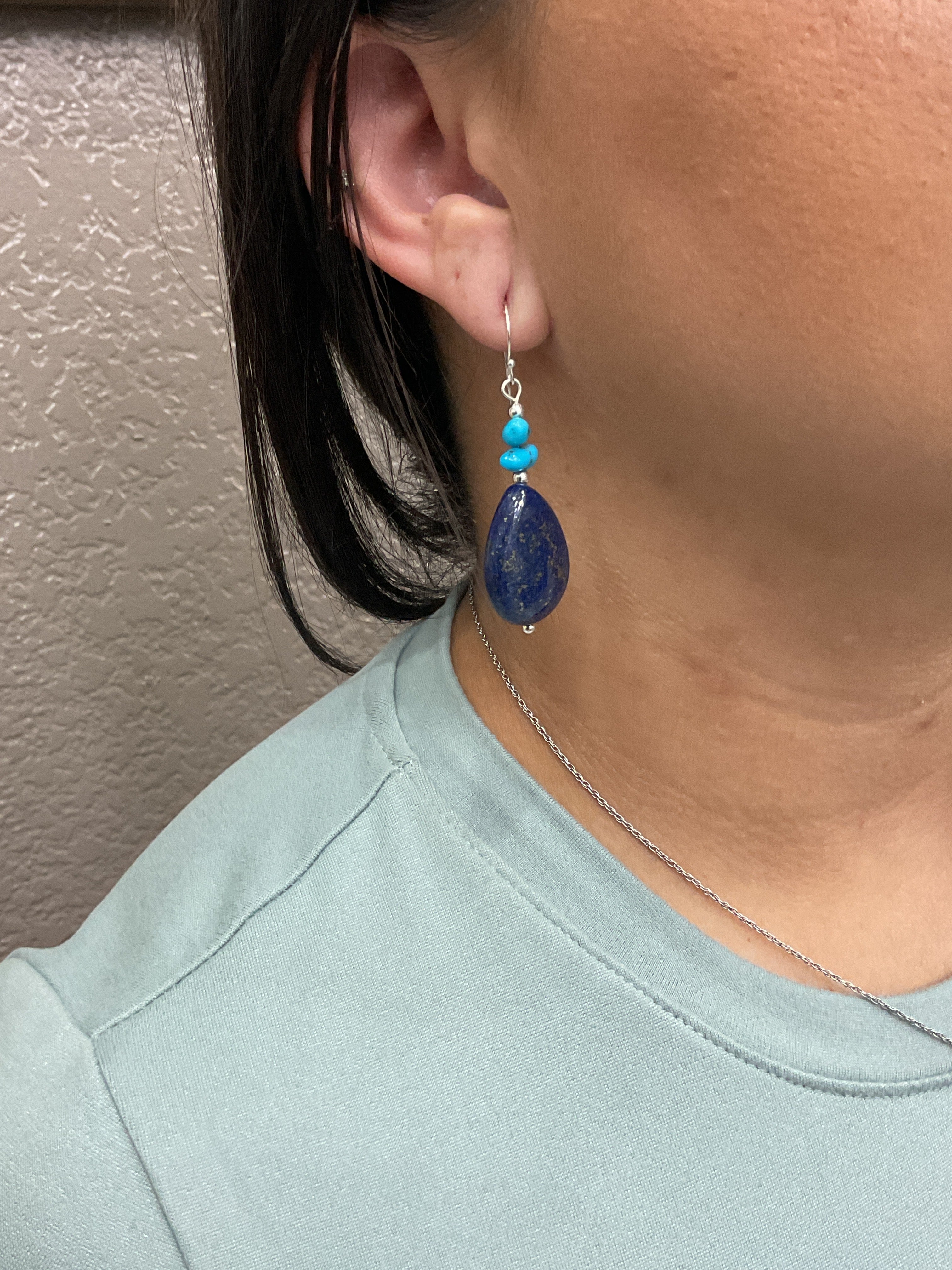 Blue Lapis With Sleeping Beauty Turquoise Earrings