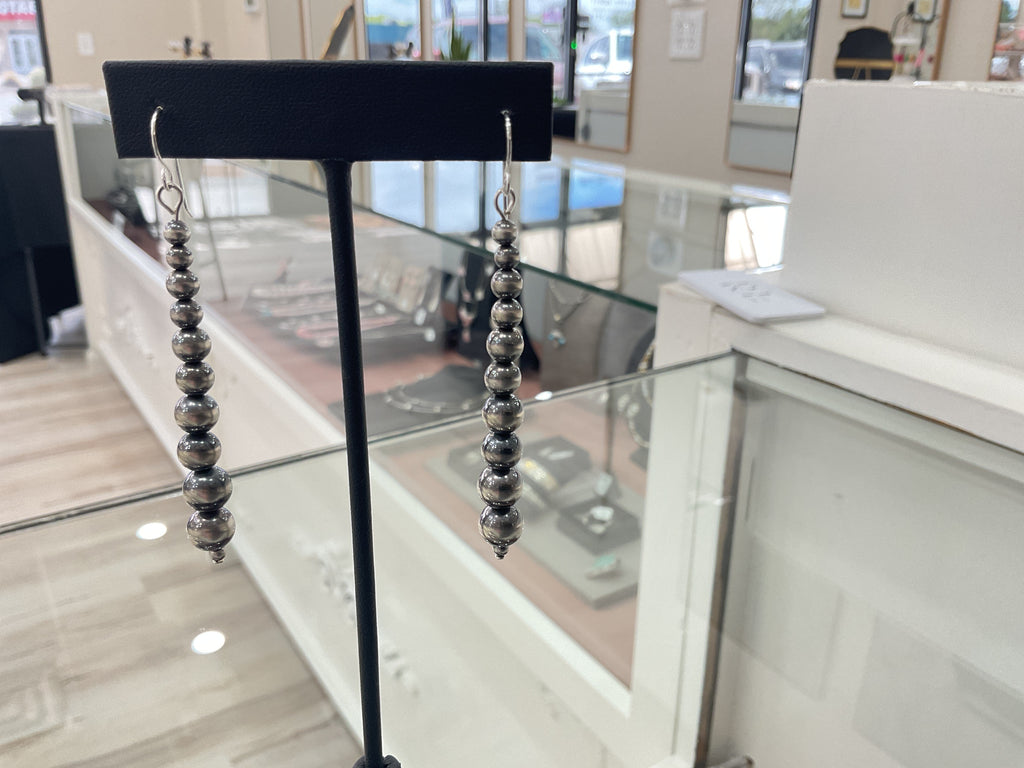 Sterling Silver Oxidized Bead Drop Earrings