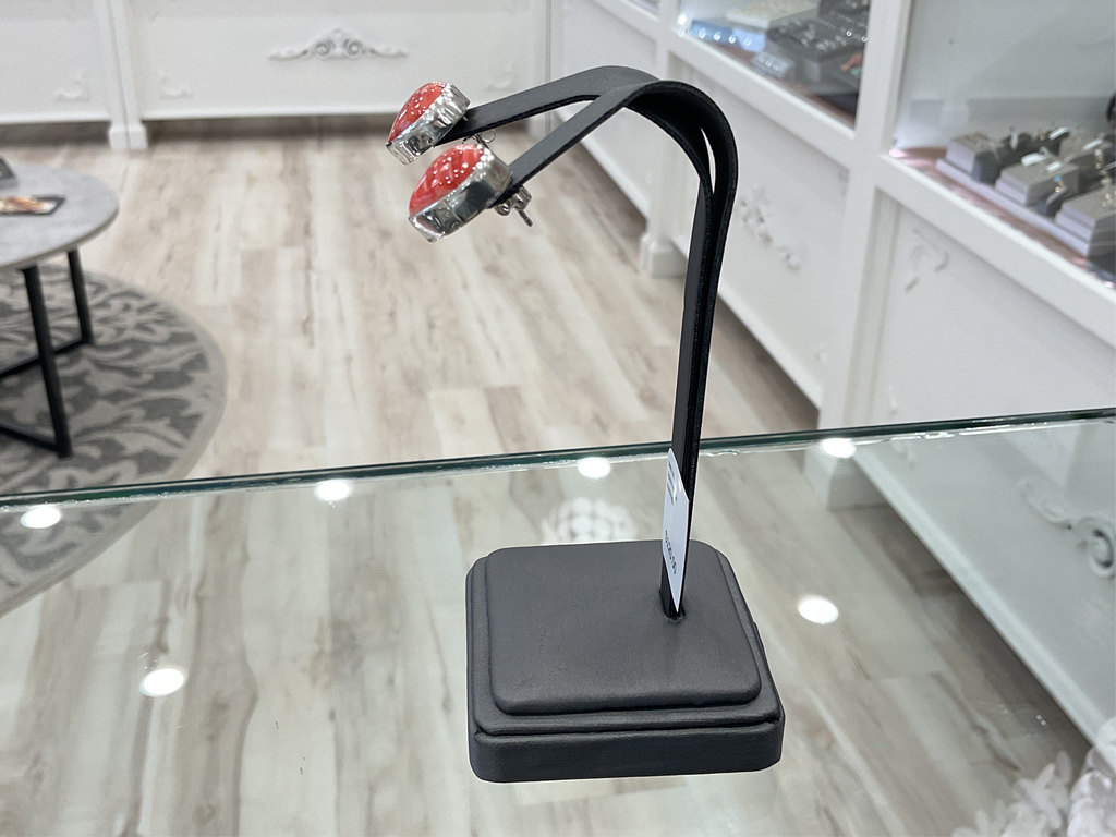 Sterling Silver and Spiny Oyster Heart-shaped Earrings