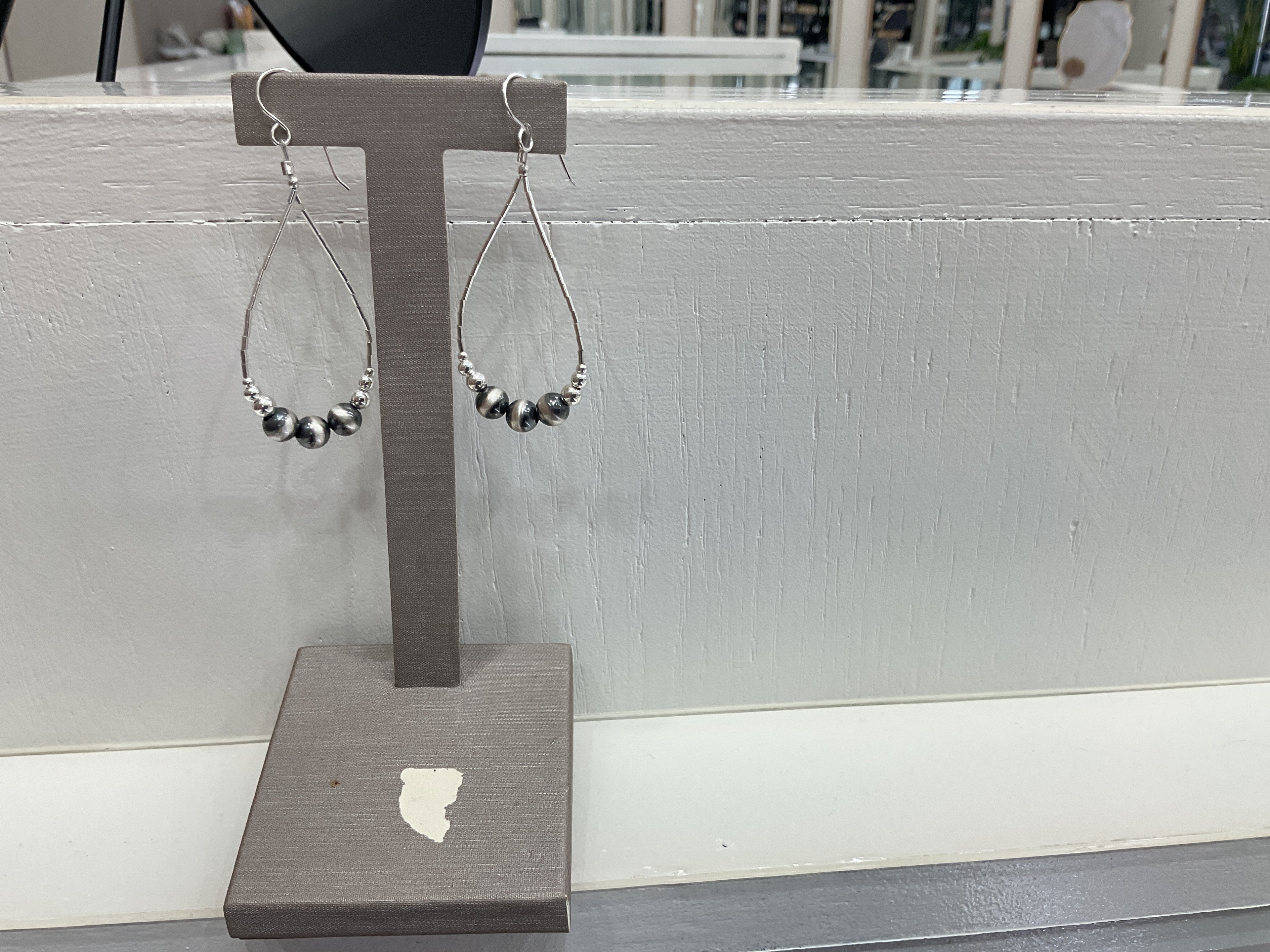 Sterling Silver Oxidized Bead Earrings