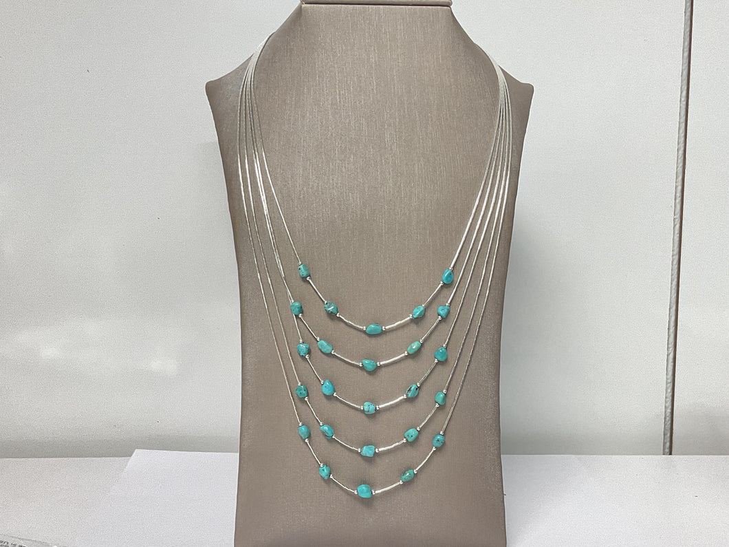 The Liquid Silver and Turquoise Necklace