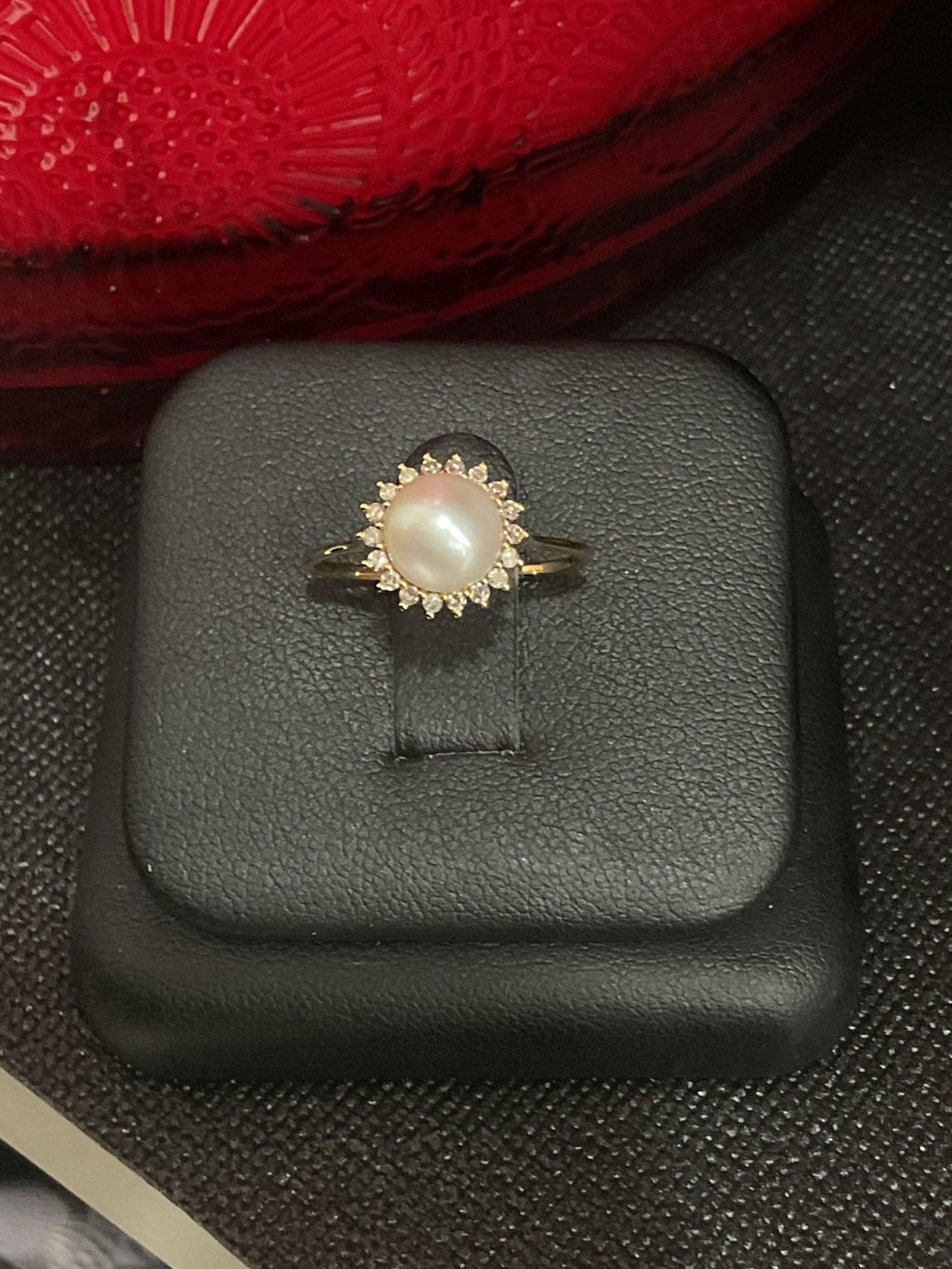14KY Natural Diamond Pearl Ring