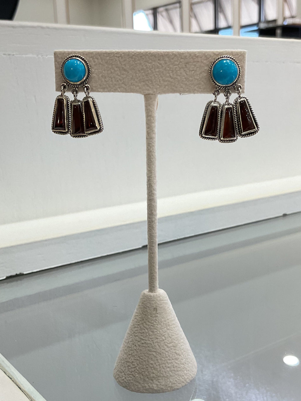 Amber and Kingman Turquoise Earrings
