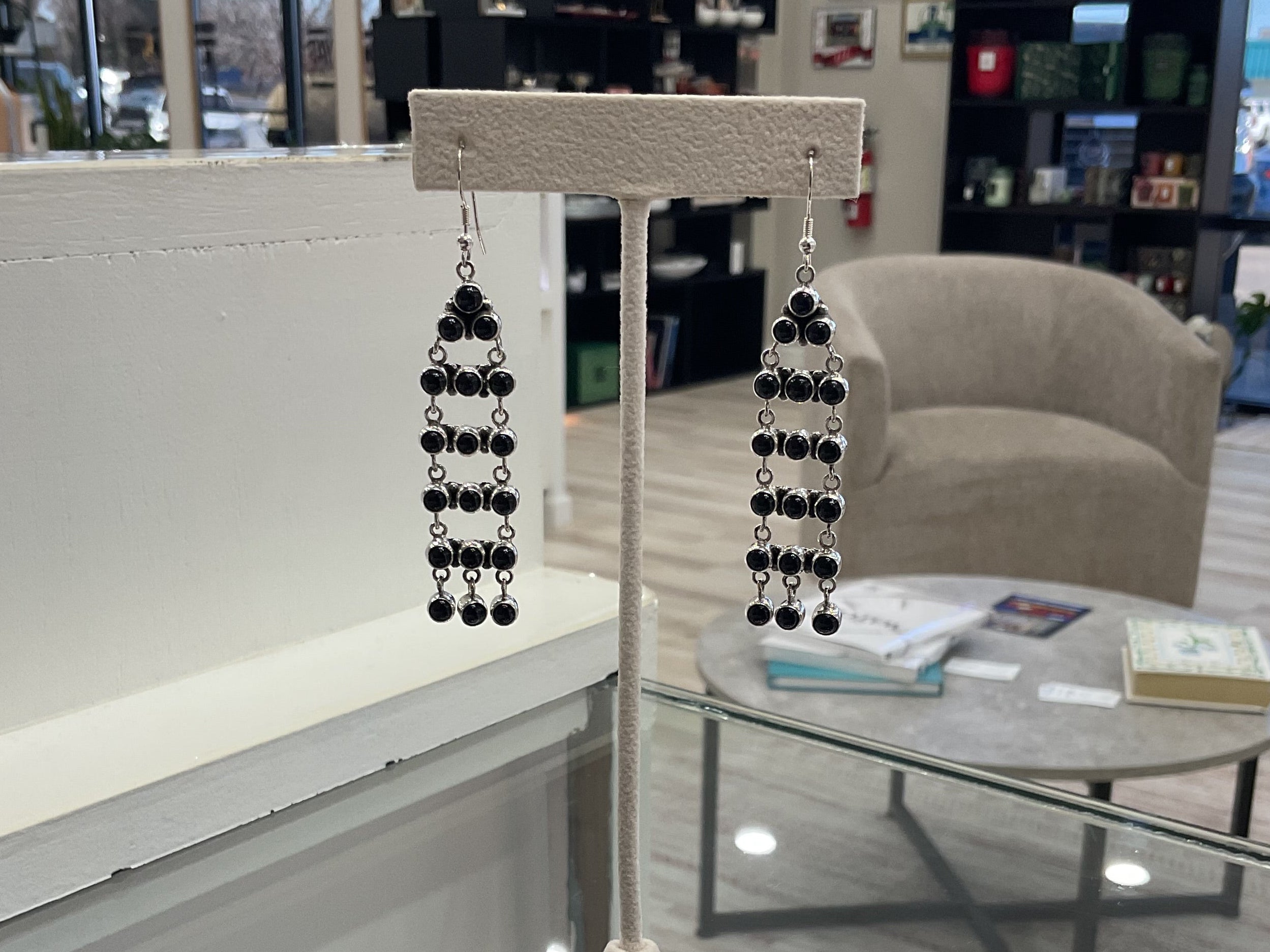 Black Onyx Chandelier Earrings