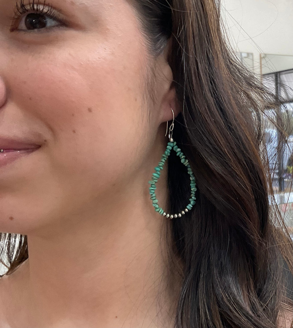 Royston Turquoise Sterling Silver Oxidized Bead Earrings