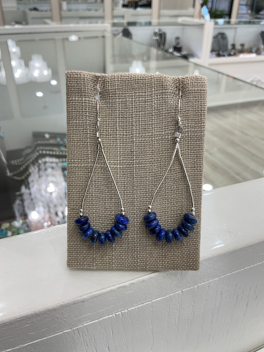Blue Lapis and Liquid Silver Teardrop Earrings