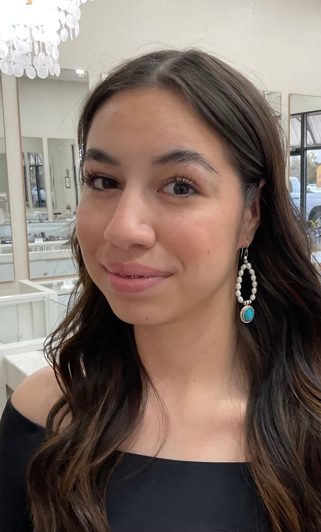 Kingman Circle and Pearl Earrings