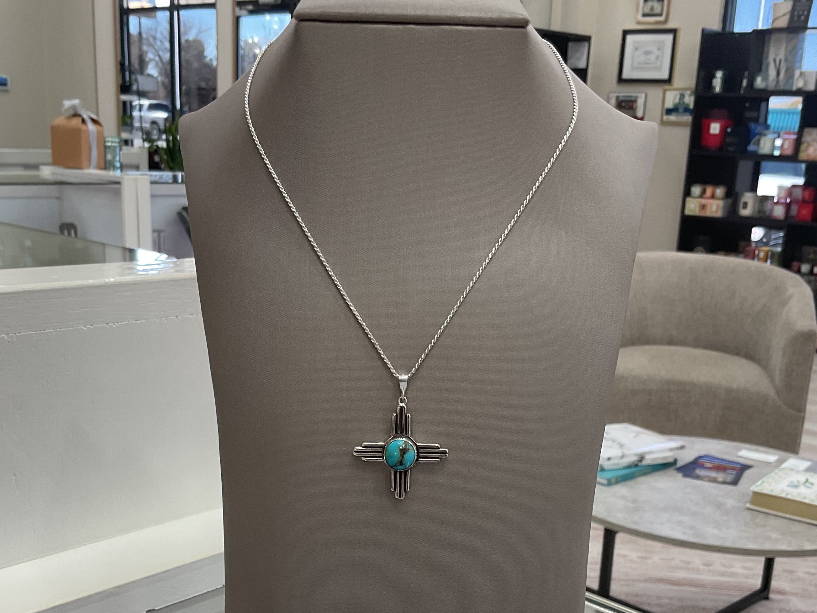 Zia Turquoise Necklace and Pin Set