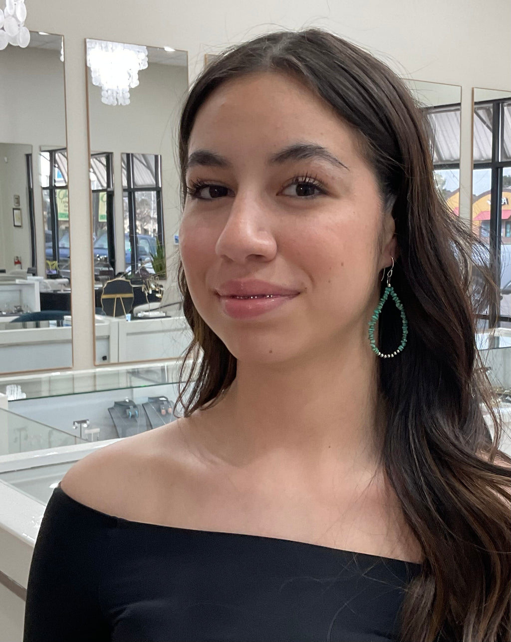 Royston Turquoise Sterling Silver Oxidized Bead Earrings