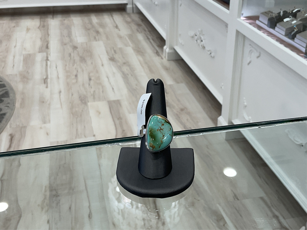 Hopi Indian Sterling Silver Ring with Royston Turquoise