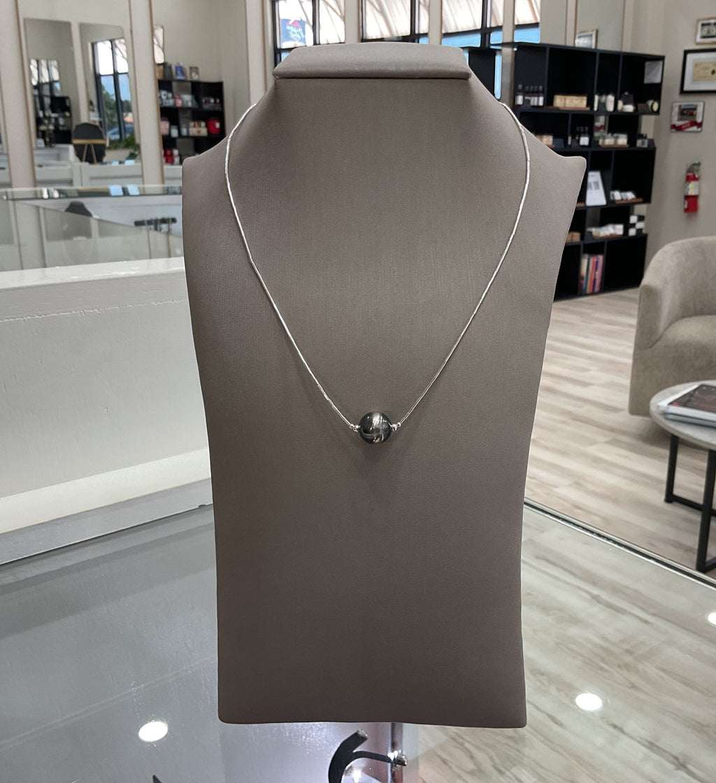 Oxidized Sterling Silver Bead Necklace