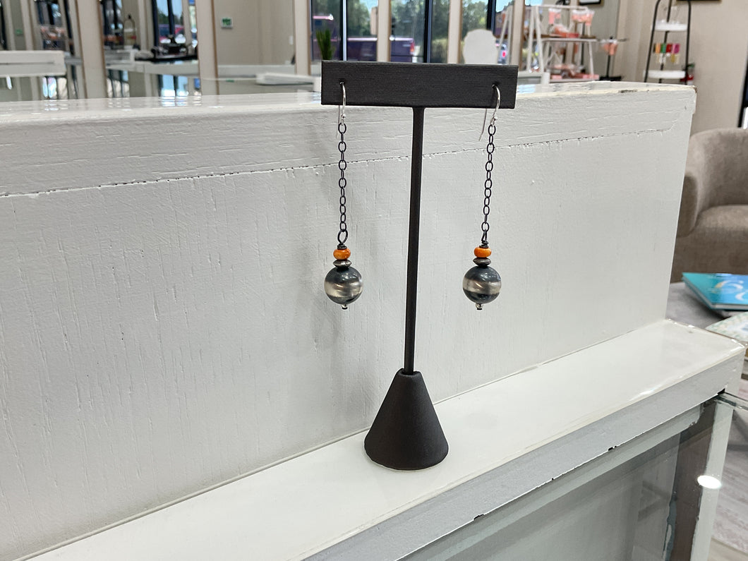 Orange Spiny & Oxi Bead Earrings
